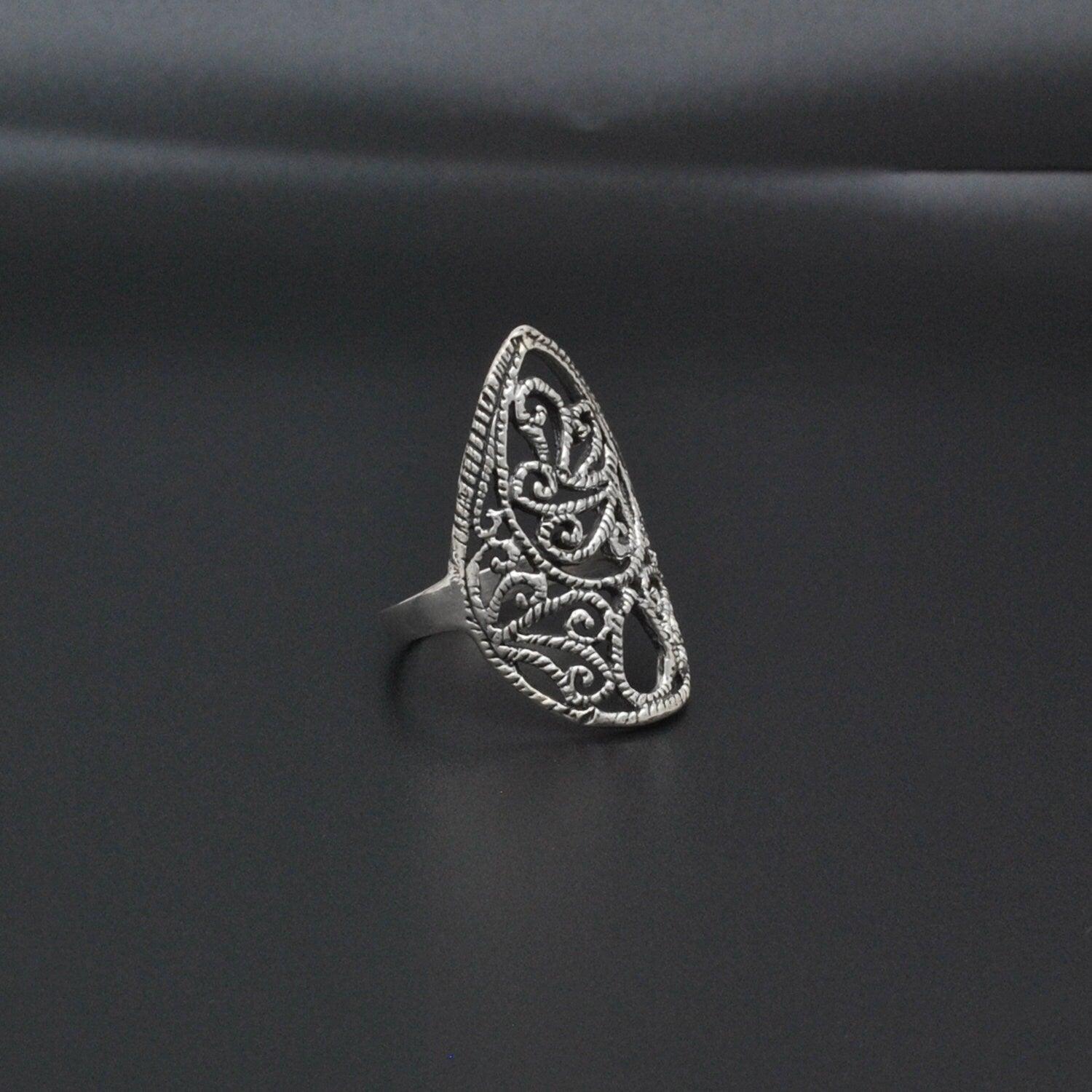 Sterling Silver Filigree Women Dainty Ring Size 8 - SAR Gems