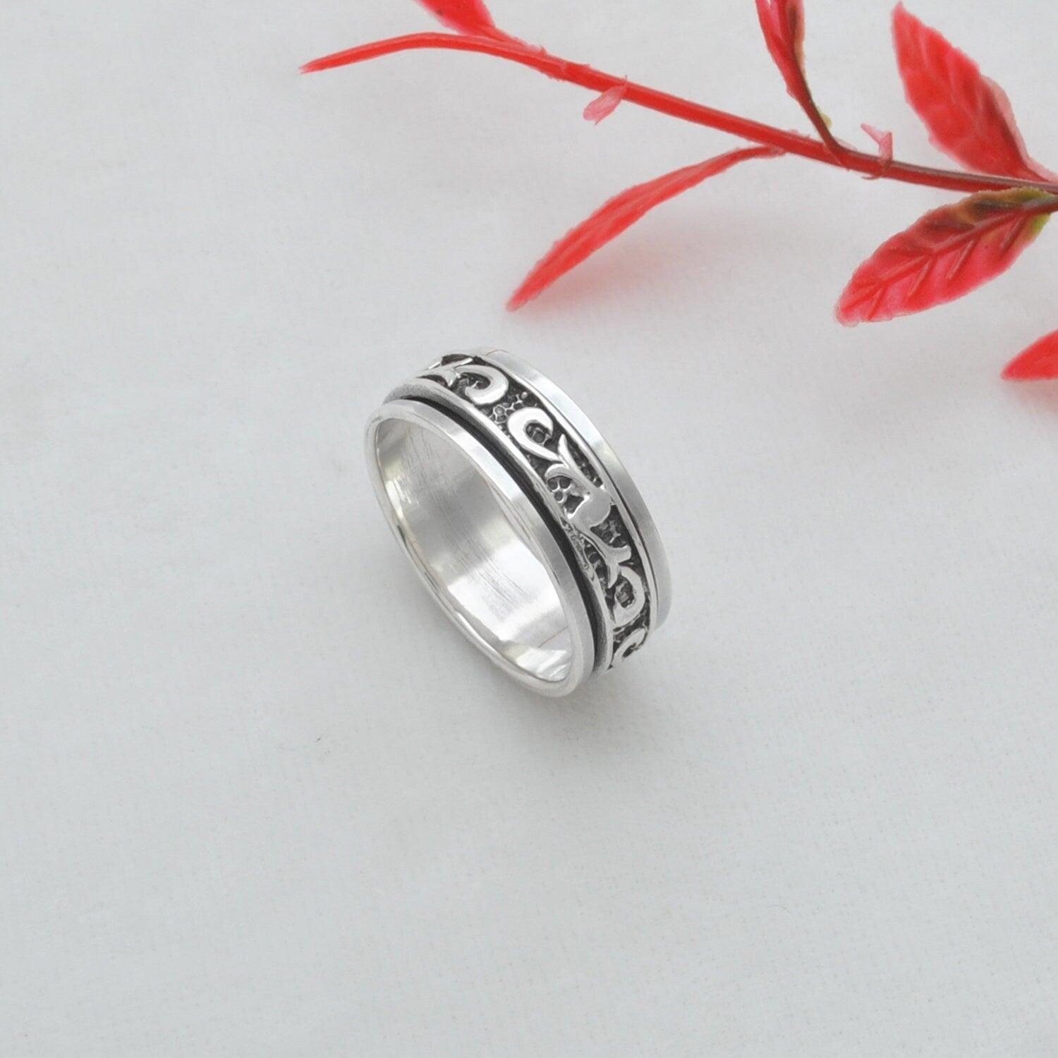 Solid Silver Band Celtic Thumb Ring Size 12 - SAR Gems