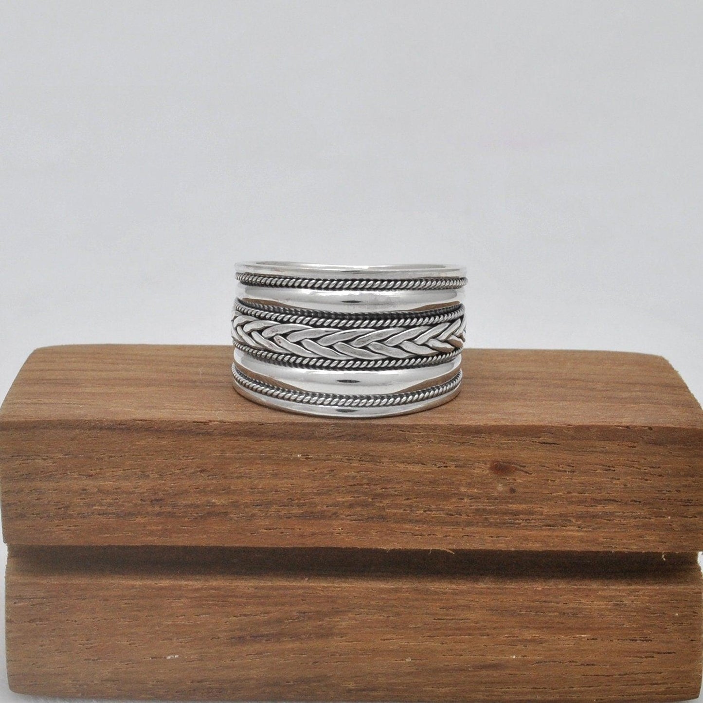 Wide Band Sterling Silver Thumb Ring Size 13 - SAR Gems