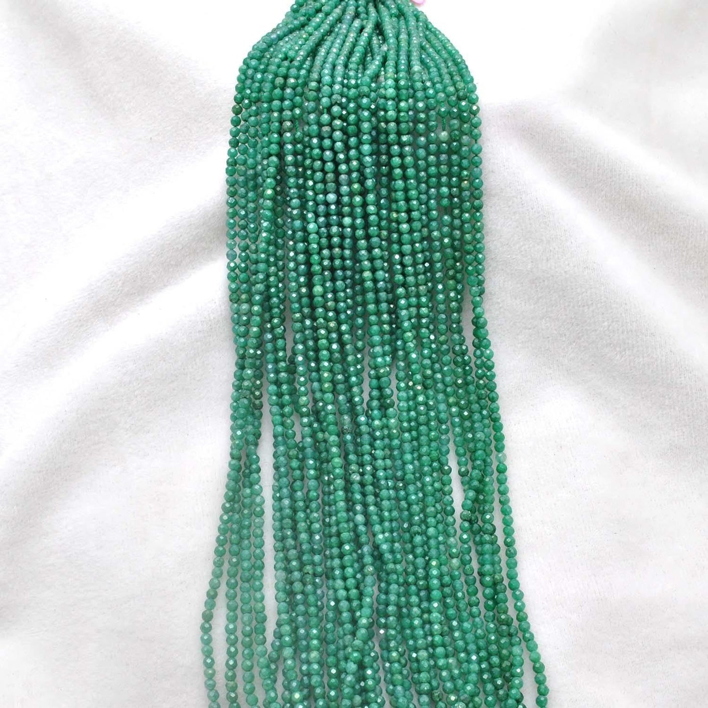 Green Moonstone Faceted Round Gemstone Beads 12.5"