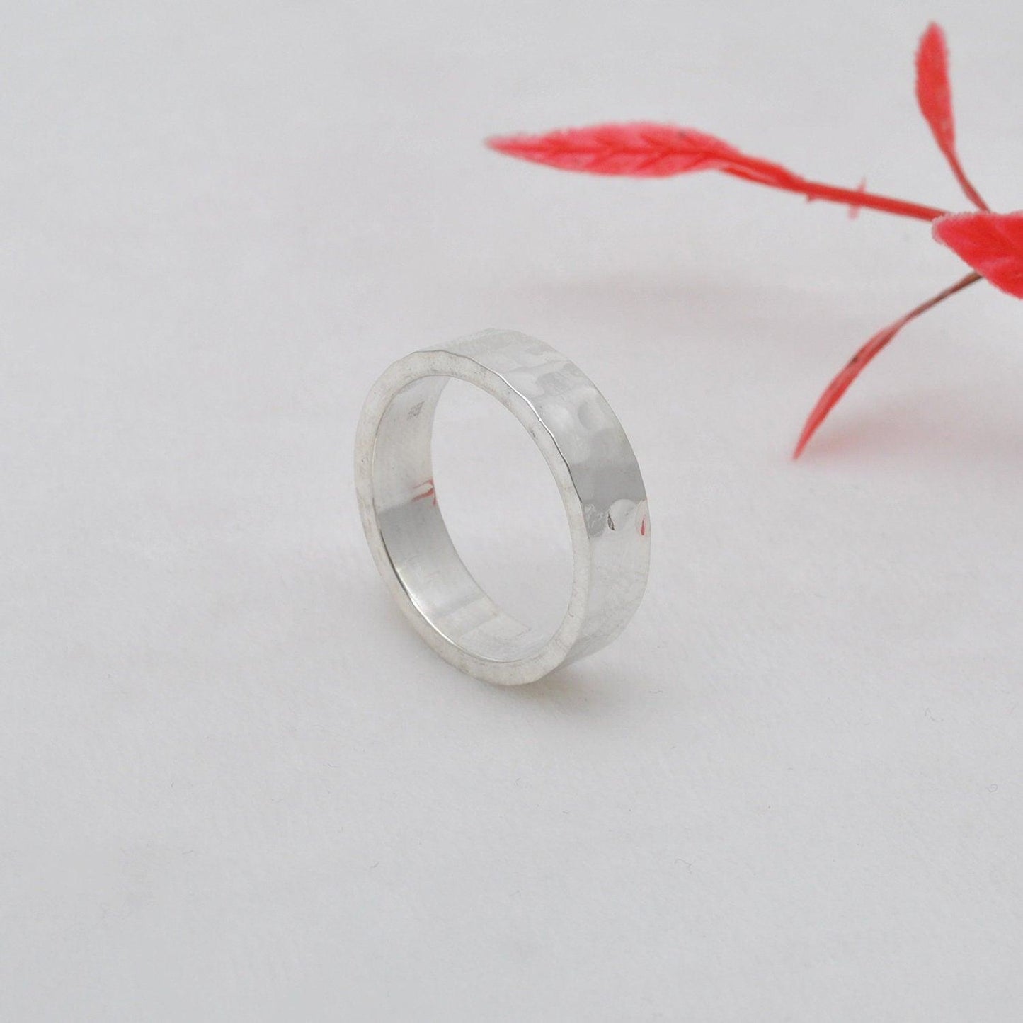 Hammered band Sterling silver ring size 6,9,10 - SAR Gems