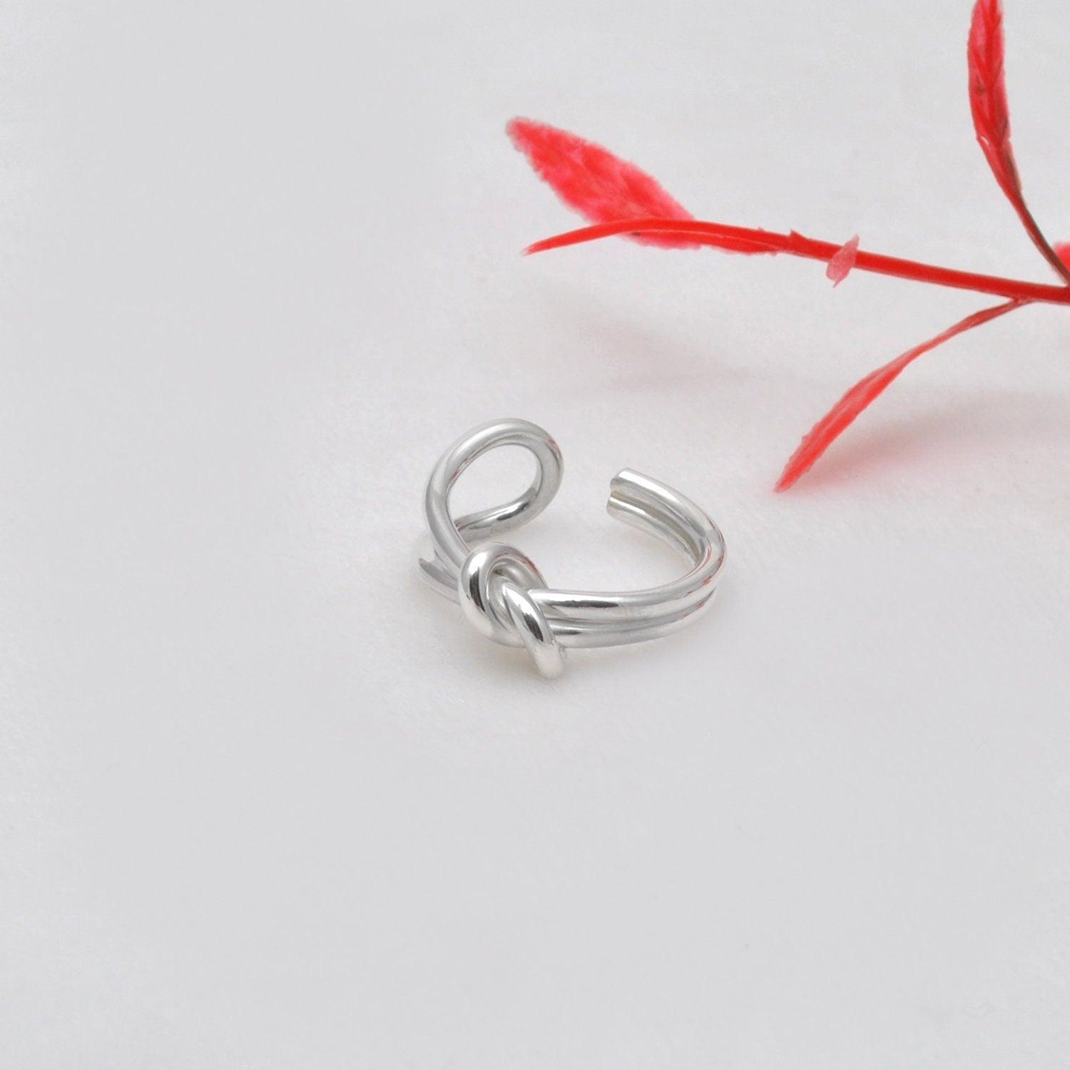 Adjustable Open Ring Silver Love Knot Ring Size 7 - SAR Gems