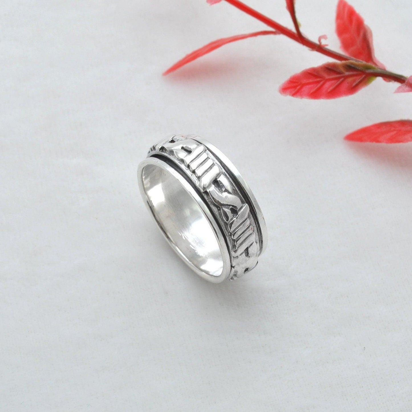 Silver Viking Band Thumb Ring Size 13 - SAR Gems