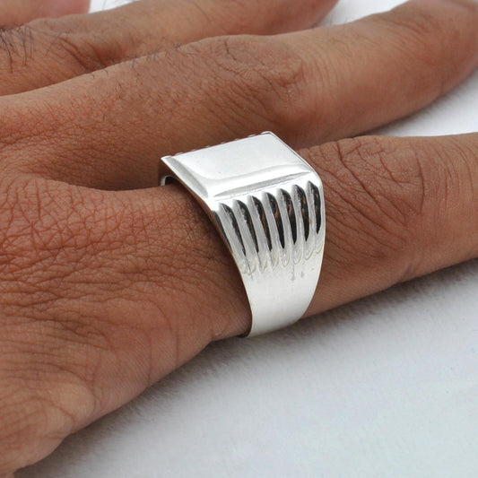 Square Signet Silver Mens Ring Size 11 - SAR Gems