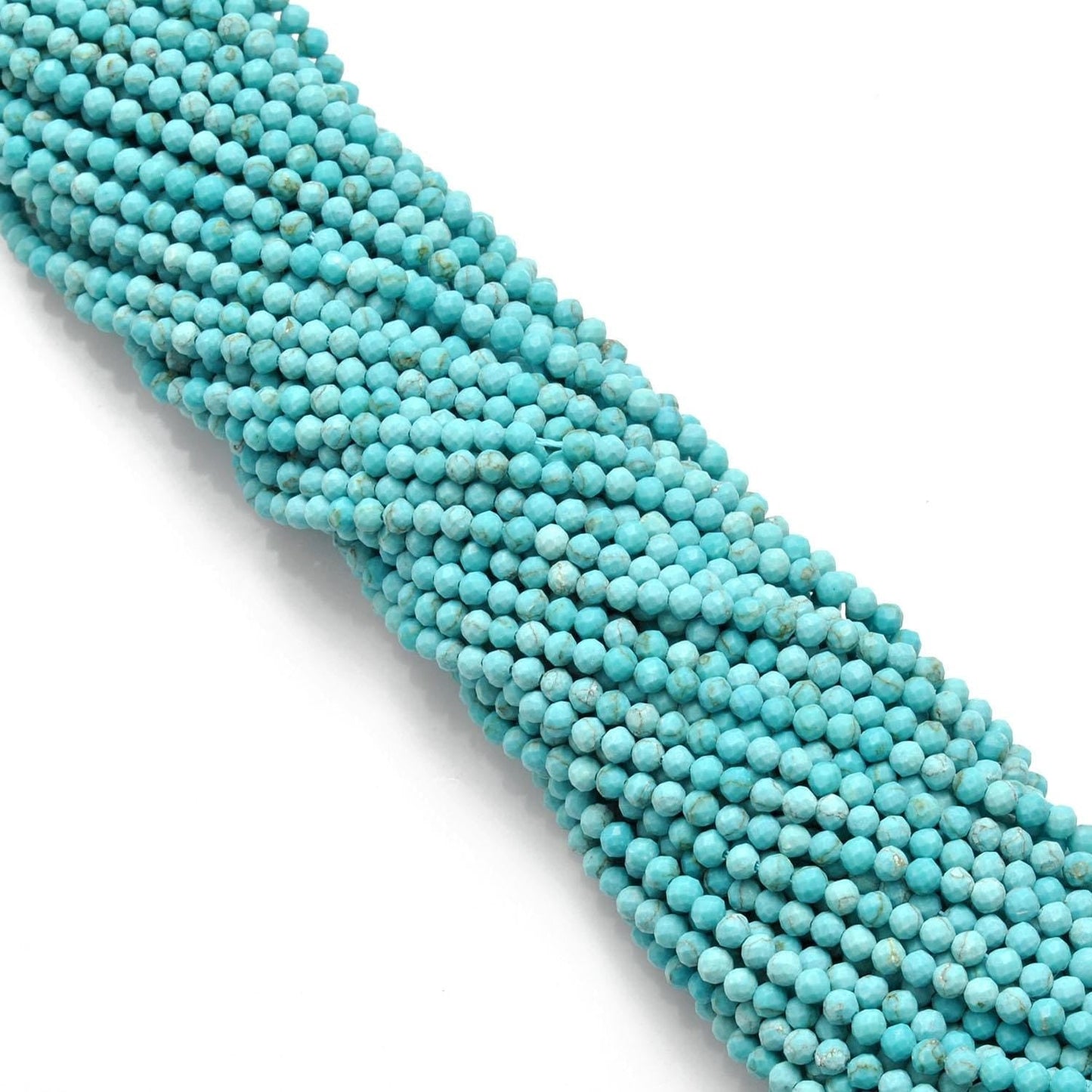 Blue Turquoise Faceted Round Gemstone Beads 15" - SAR Gems