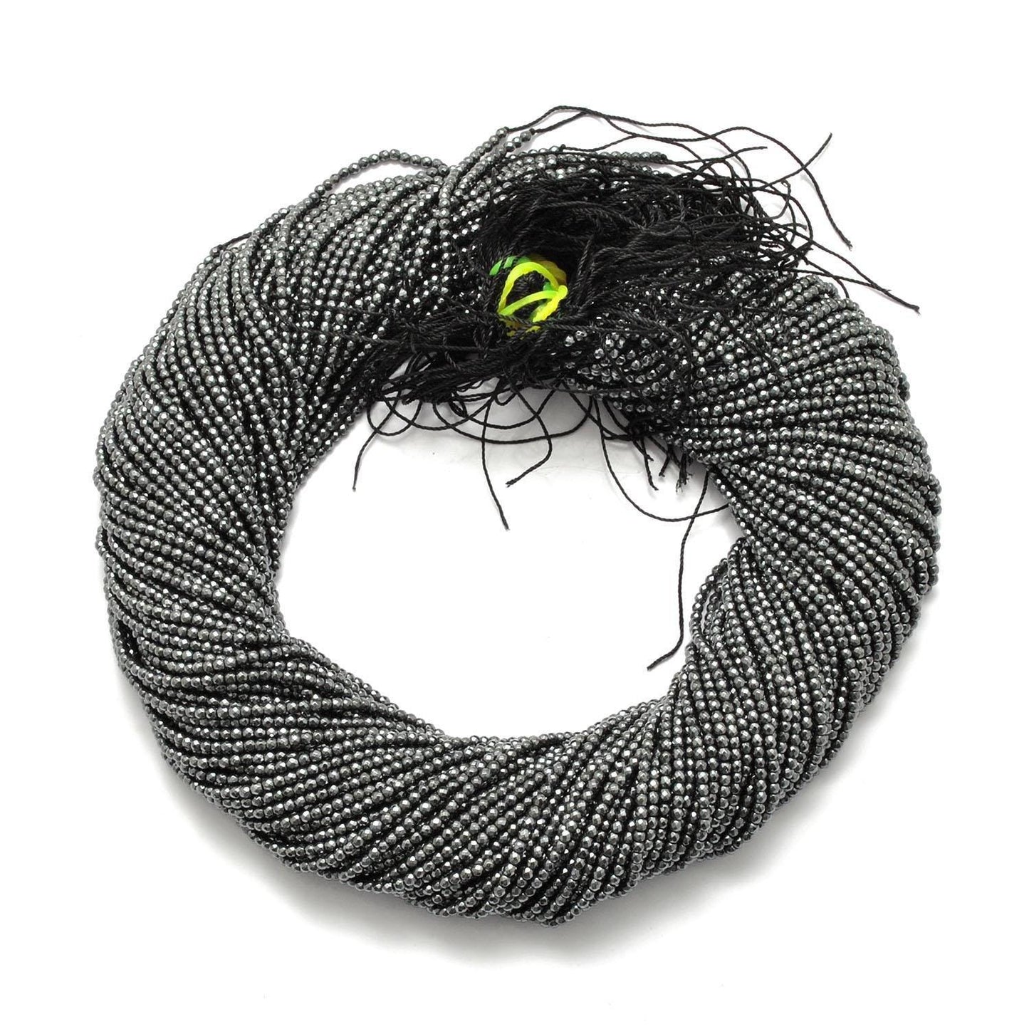 2mm Faceted Hematite Round Beads Spacers 15 inch