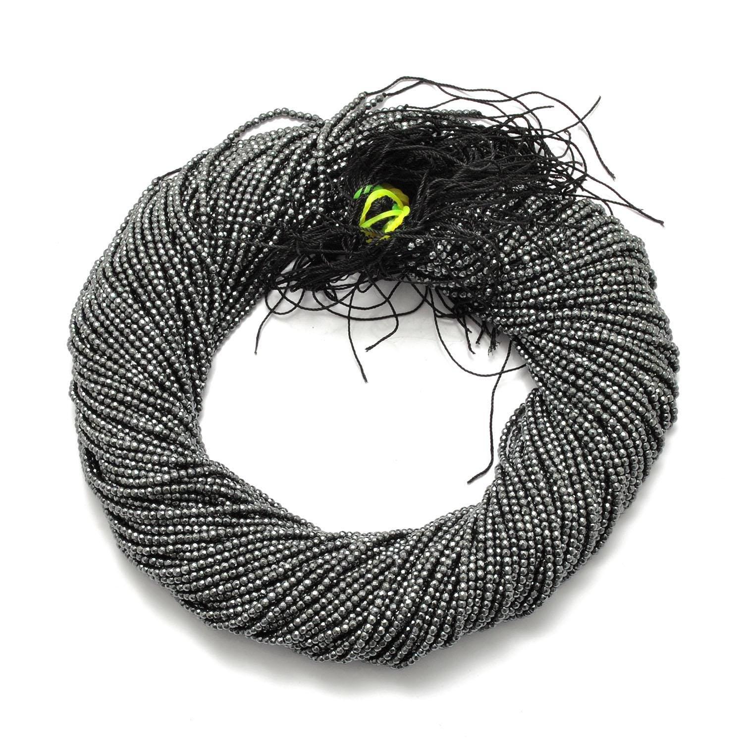 2mm Faceted Hematite Round Beads Spacers 15 inch