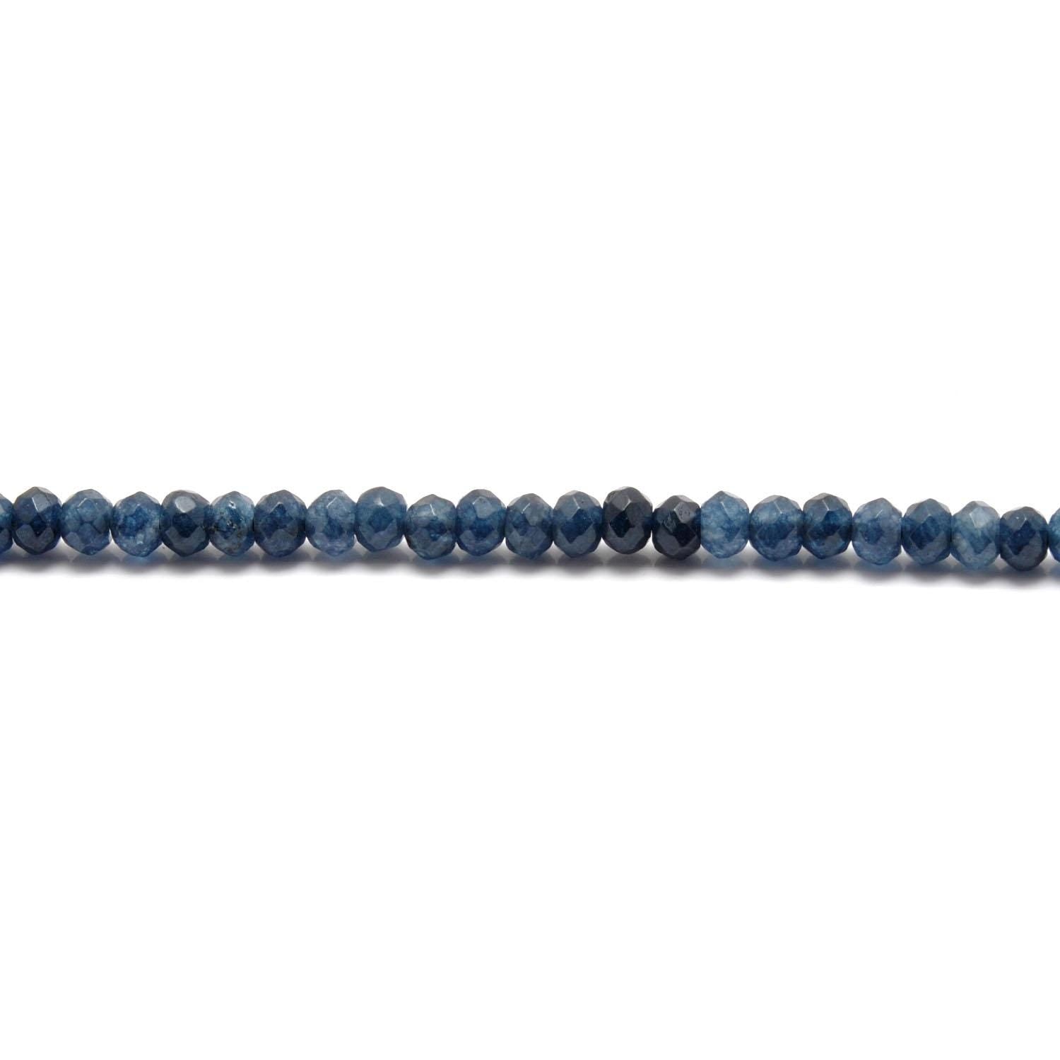 Blue Quartz Faceted Rondelle Gemstone Beads 13.5" Strand - SAR Gems