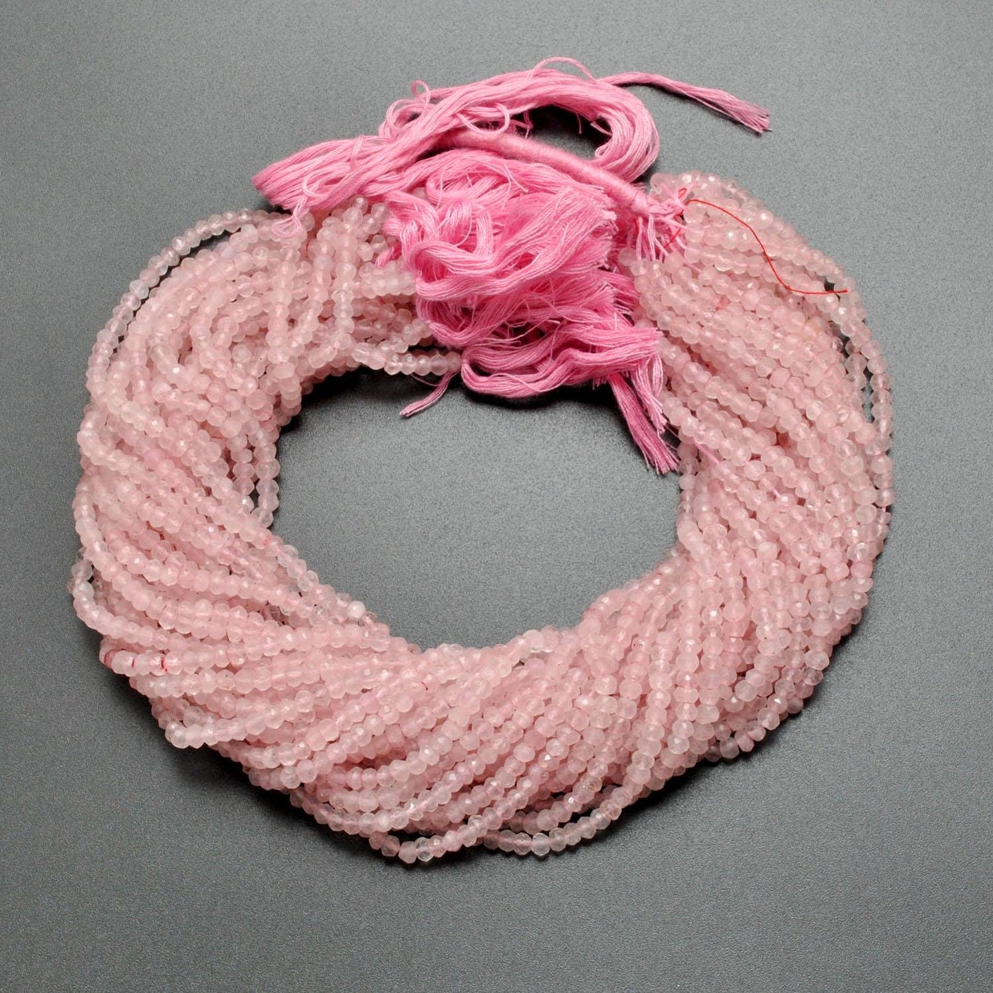 Natural Rose Quartz Round Faceted Gemstone Beads 13" Strand - SAR Gems