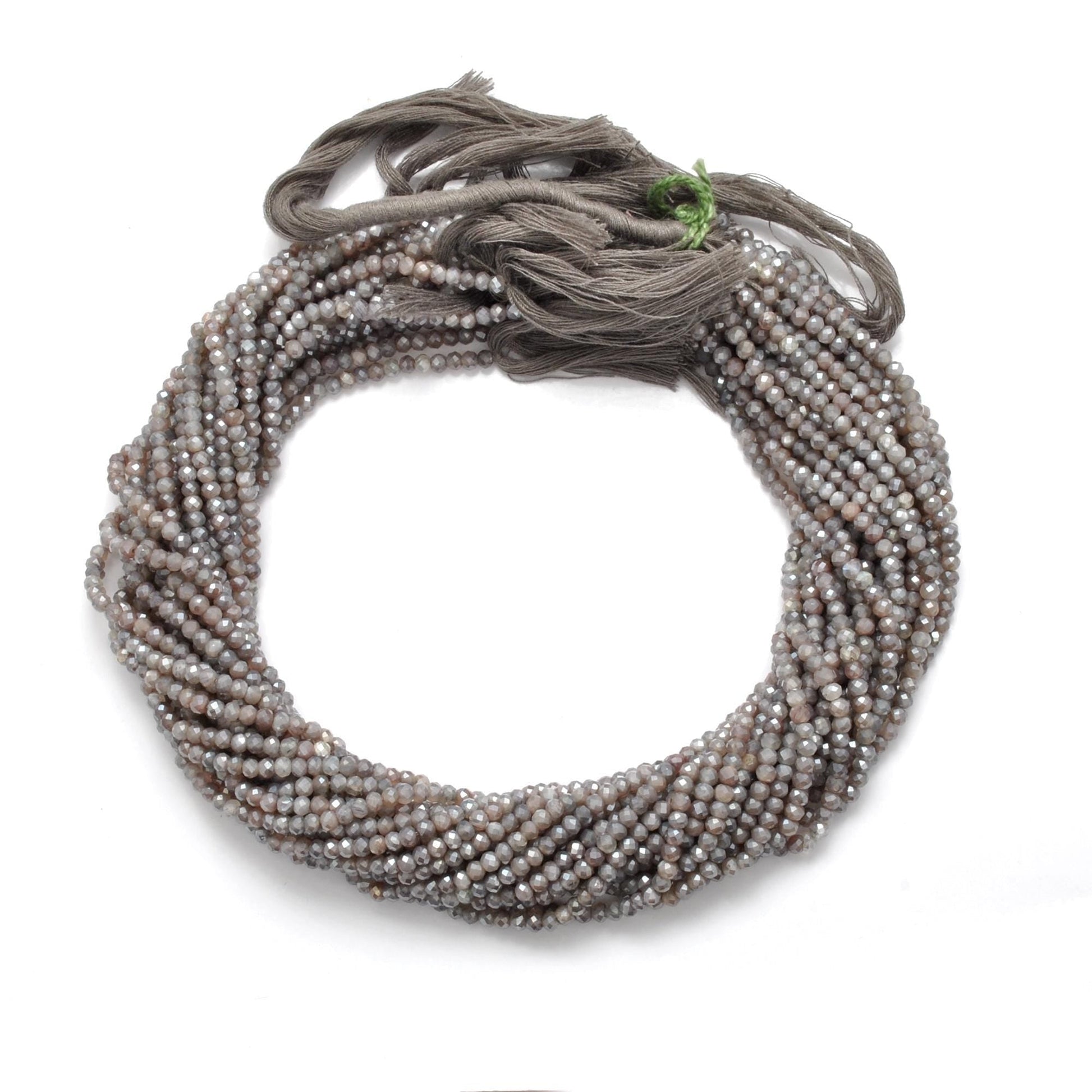 Grey Moonstone Rondelle Gemstone Beads 13" Strand - SAR Gems