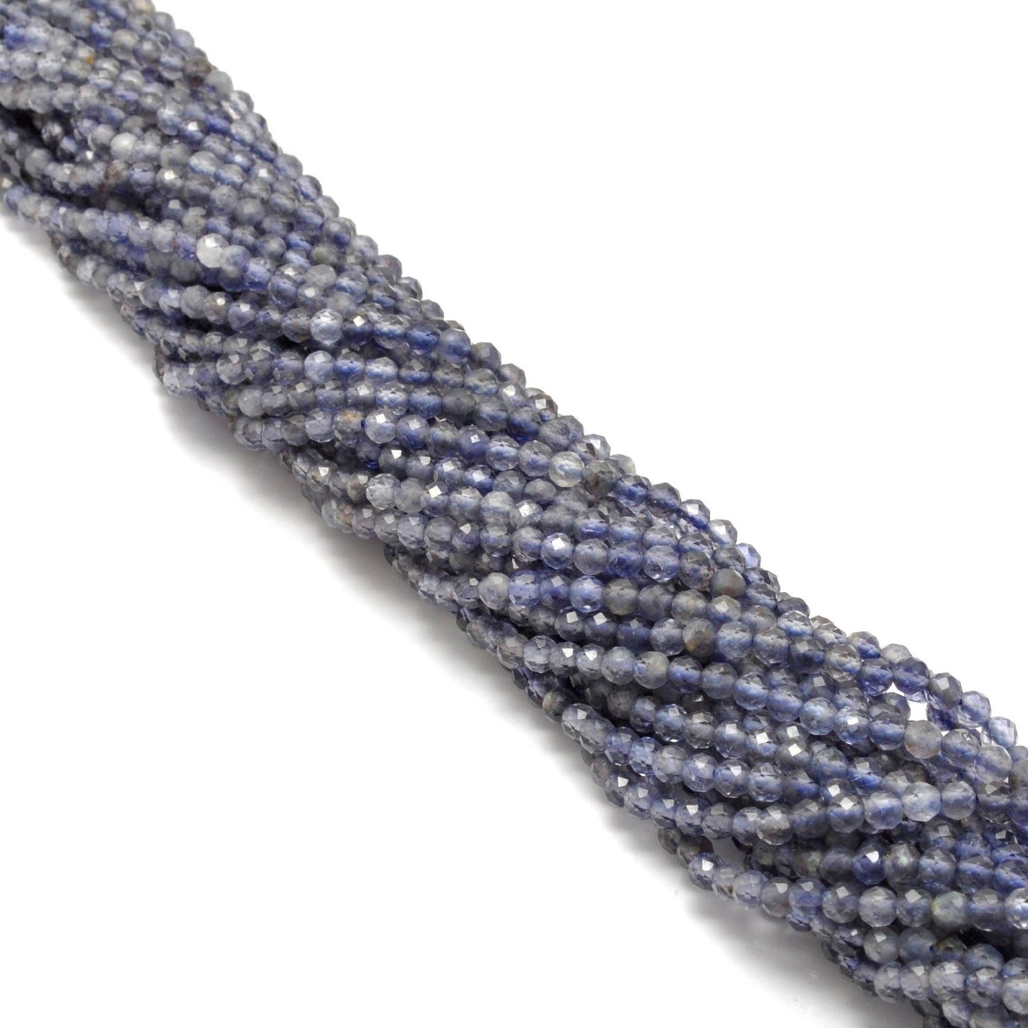 Natural Blue Iolite Faceted Round Gemstone Beads - SAR Gems