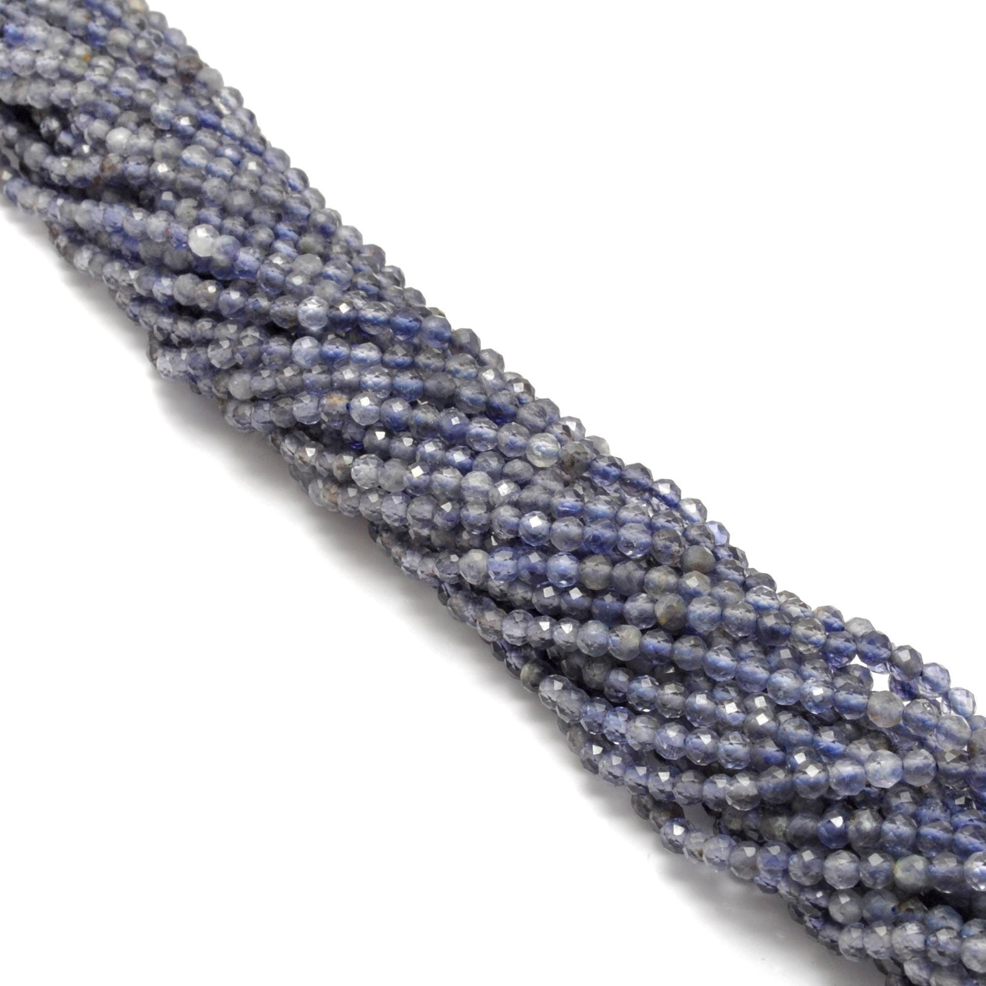 Natural Blue Iolite Faceted Round Gemstone Beads - SAR Gems