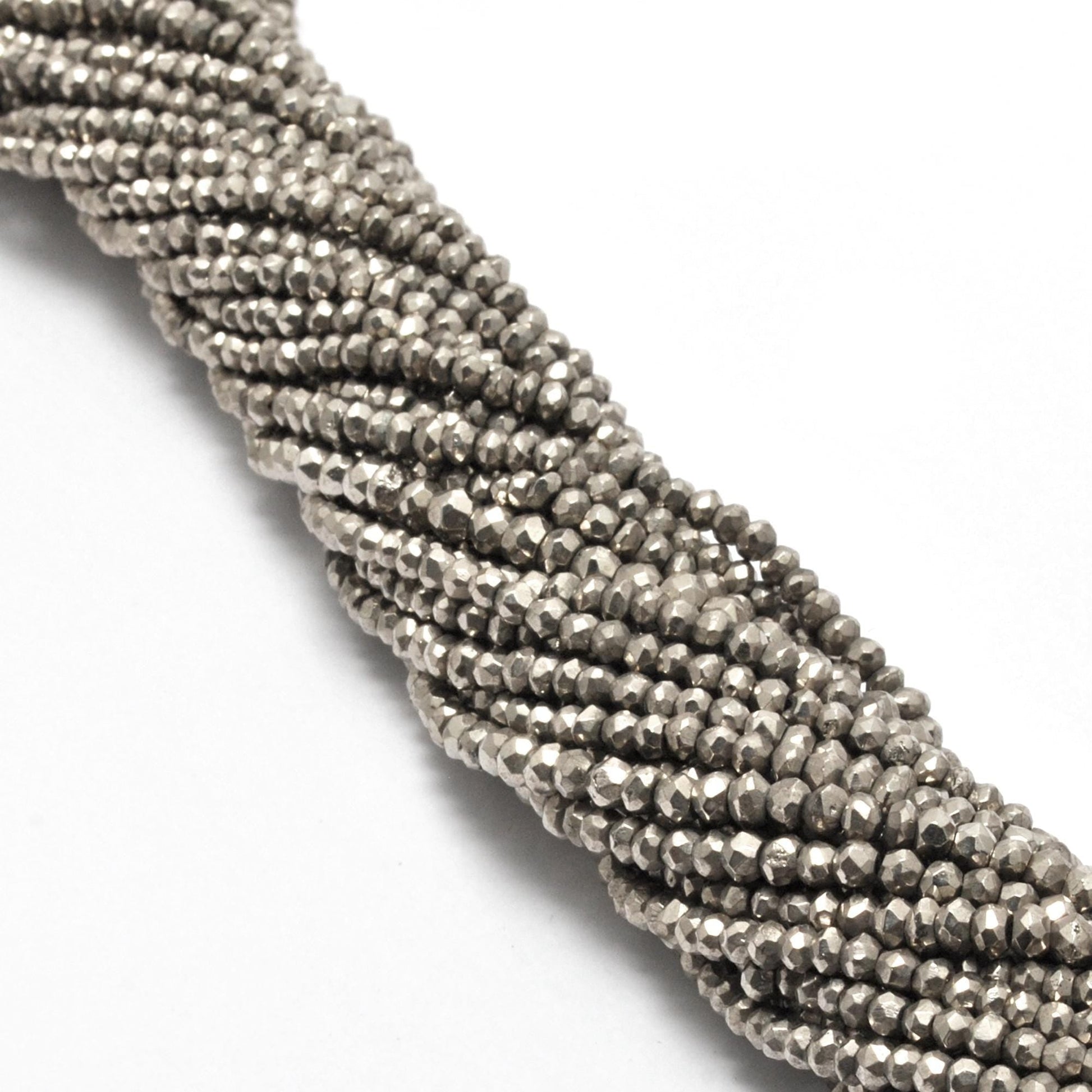 Grey Pyrite Faceted Rondelle Gemstone Beads 13" Strand - SAR Gems