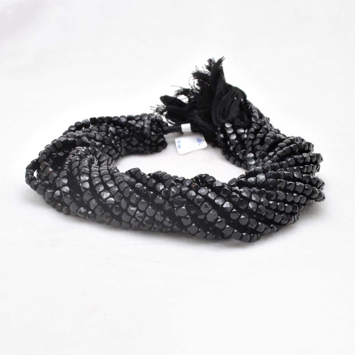 Natural Black Onyx Faceted Dice Gemstone Beads 4mm 12.5" - SAR Gems