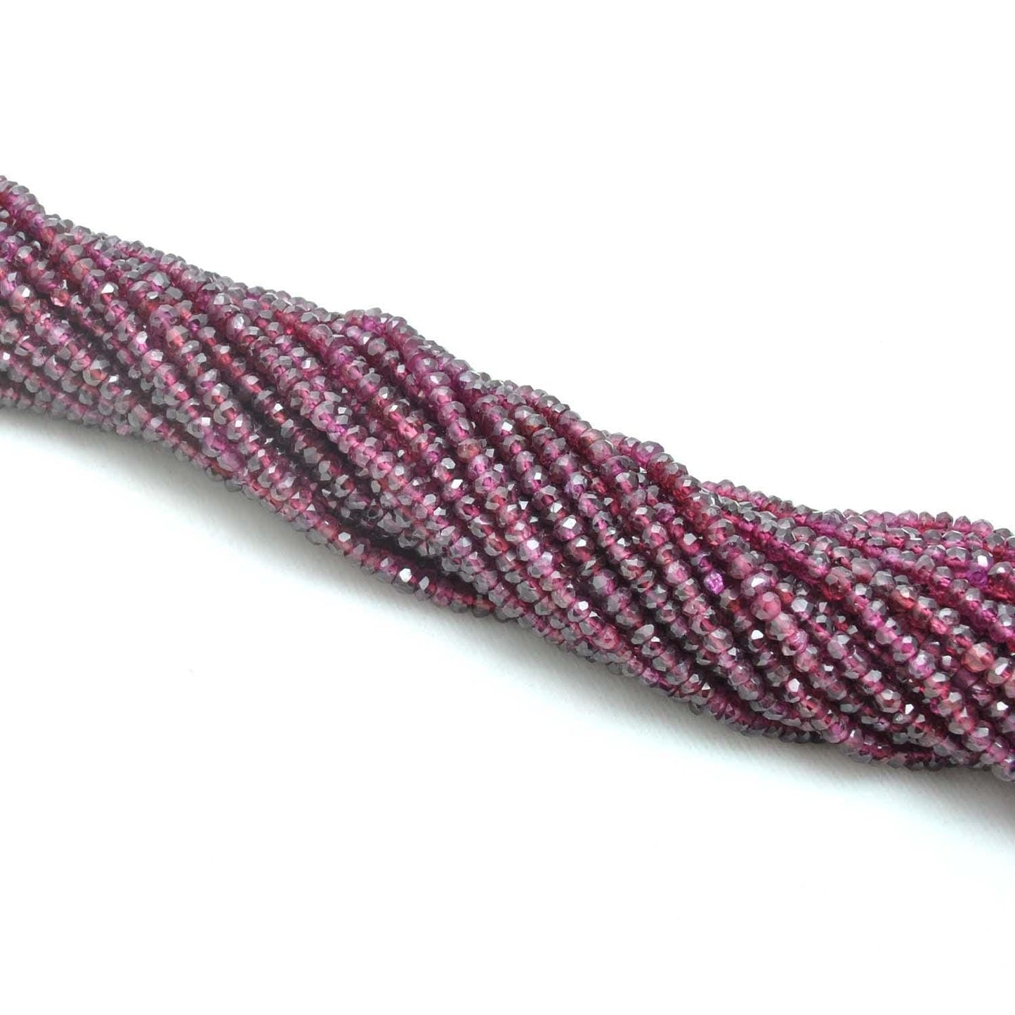 Natural Red Garnet Faceted Rondelle Gemstone Beads 12.5" Strand - SAR Gems