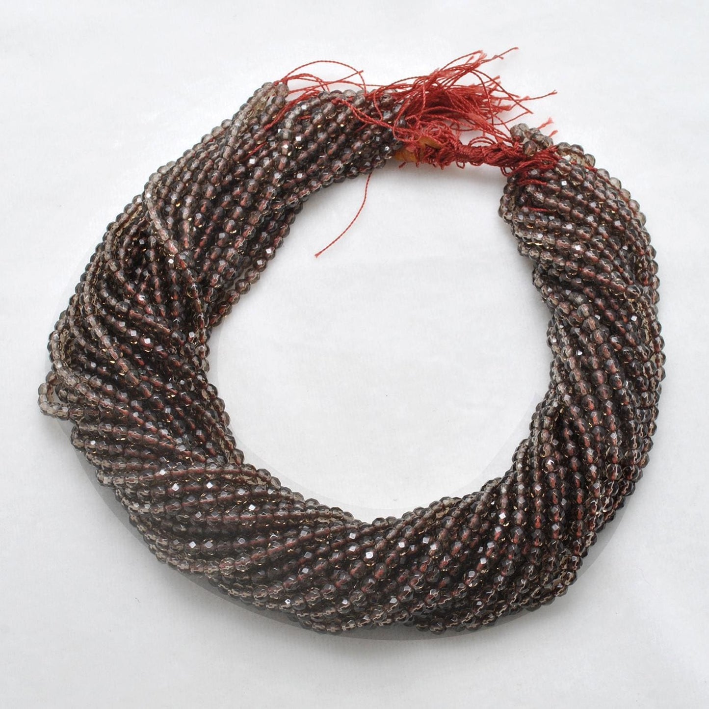 Natural Smoky Quartz Round Faceted Gemstone Beads 15" Strand - SAR Gems