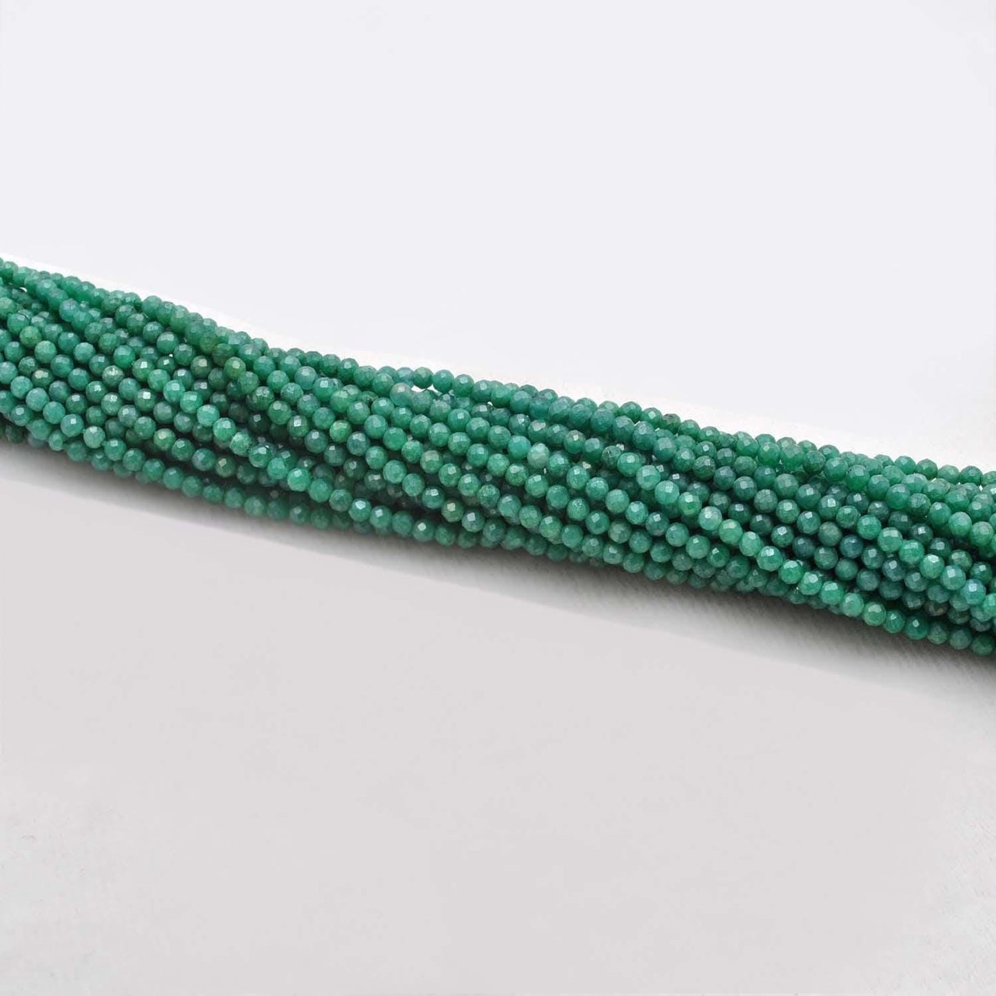 Green Moonstone Faceted Round Gemstone Beads 12.5"
