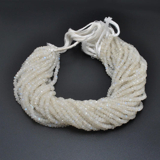 Natural Rainbow Moonstone Rondelle Gemstone Beads Strand - view 3