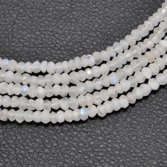 Natural Rainbow Moonstone Rondelle Gemstone Beads Strand