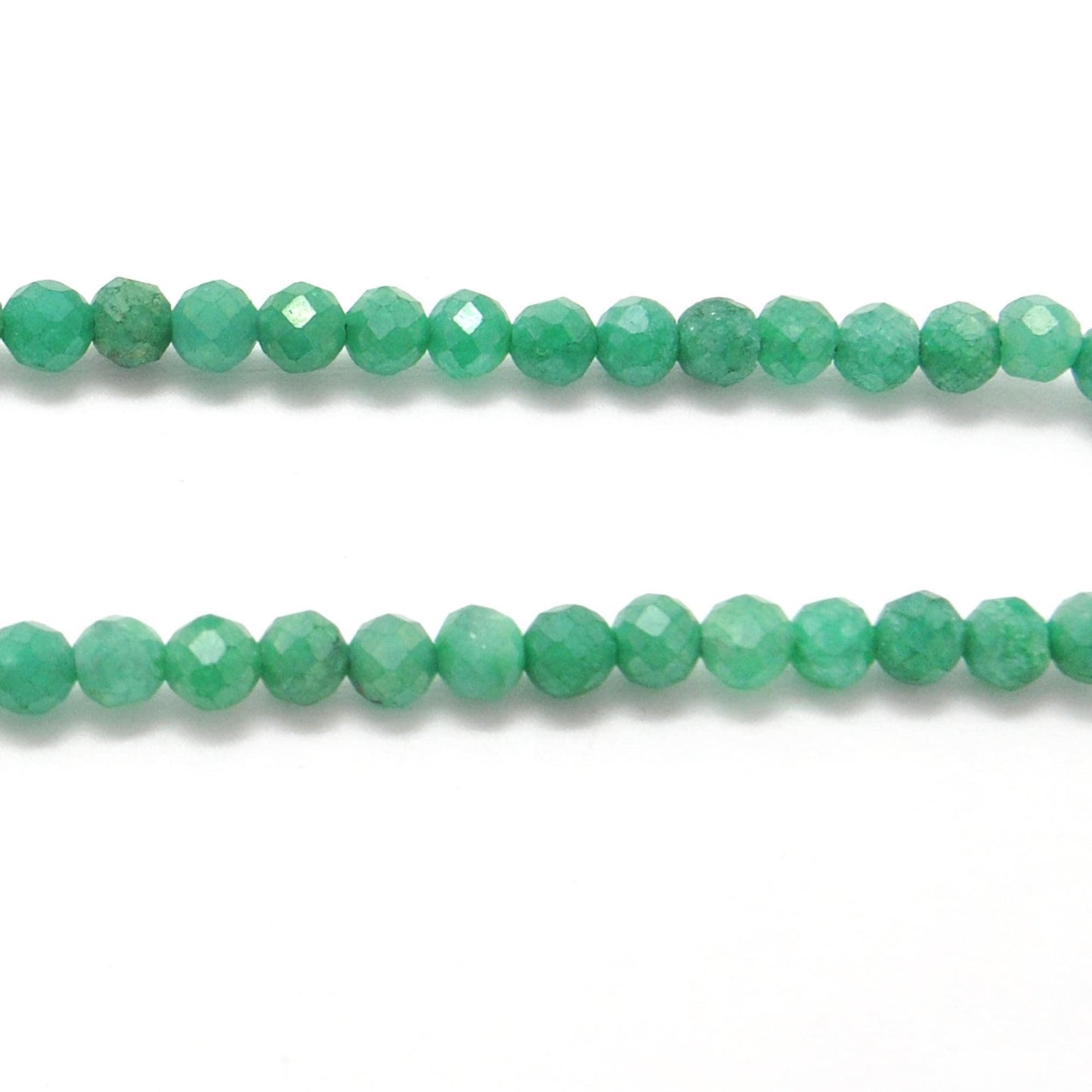 Green Moonstone Faceted Round Gemstone Beads 12.5"