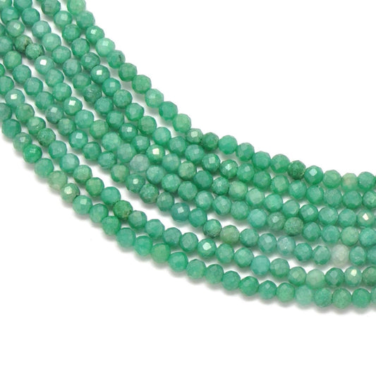 Green Moonstone Faceted Round Gemstone Beads 12.5"