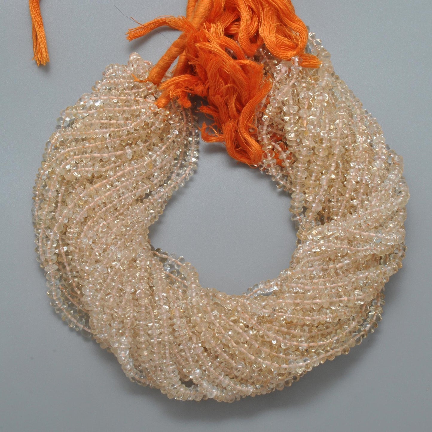 Natural Citrine Plain Button Shape Gemstone 14 inch Strand