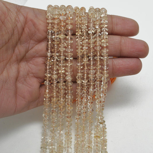 Natural Citrine Plain Button Shape Gemstone 14 inch Strand