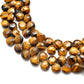 Natural Tiger Eye Faceted Heart Gemstone Beads 10" Strand