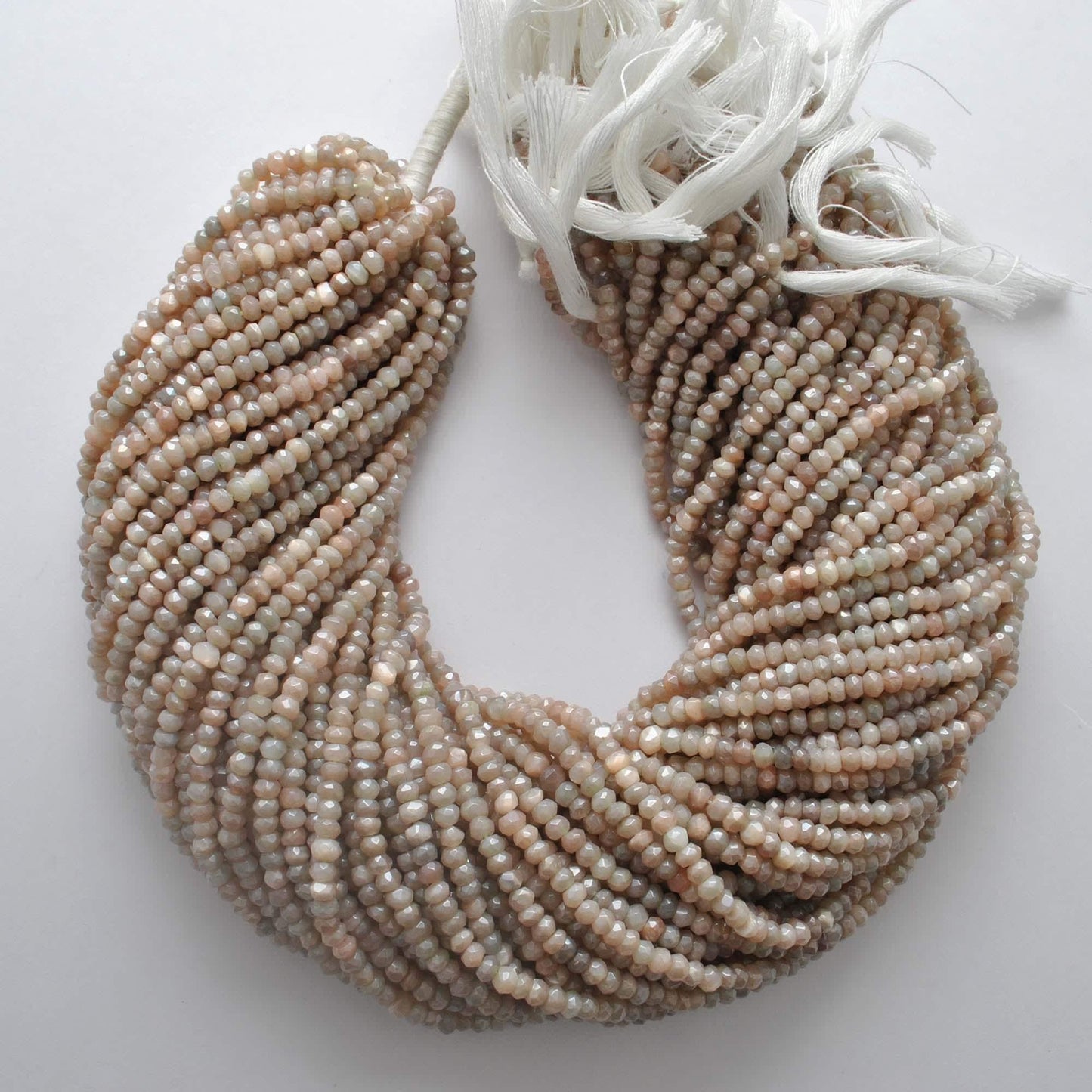 Brown Moonstone Faceted Rondelle Gemstone Beads
