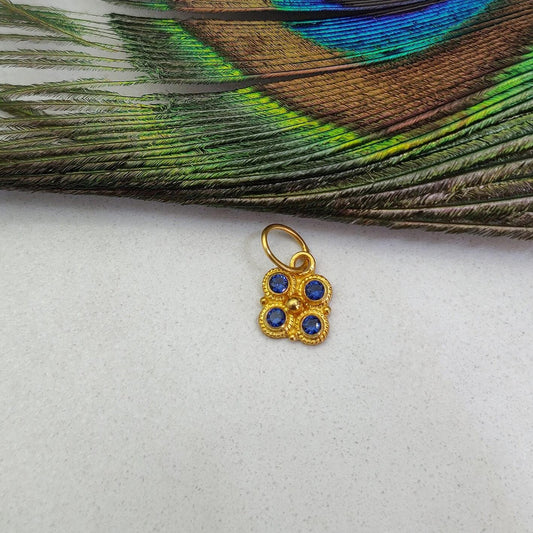 Hydro Sapphire 18K Yellow Gold Charm Pendant - view 3