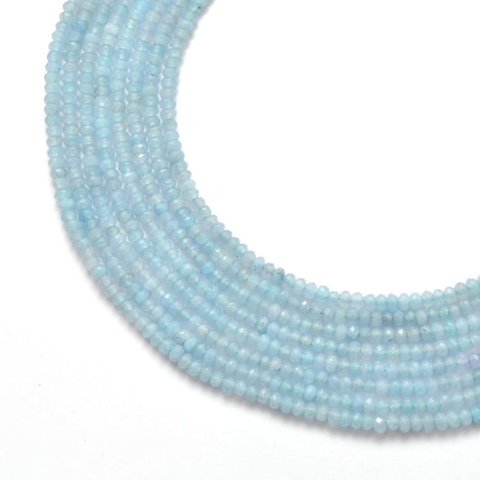 Milky Aqua Quartz Faceted Rondelle Gemstone Beads 14.5" Strand