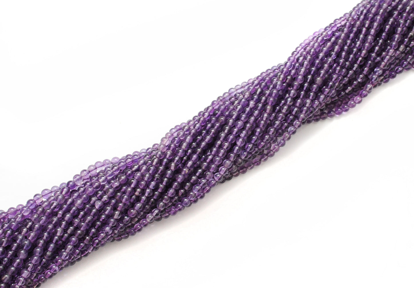 Natural Amethyst Round Beads, 4-4.5mm – 15" Strand, Smooth Gemstone Beads for Necklace & Bracelet Making