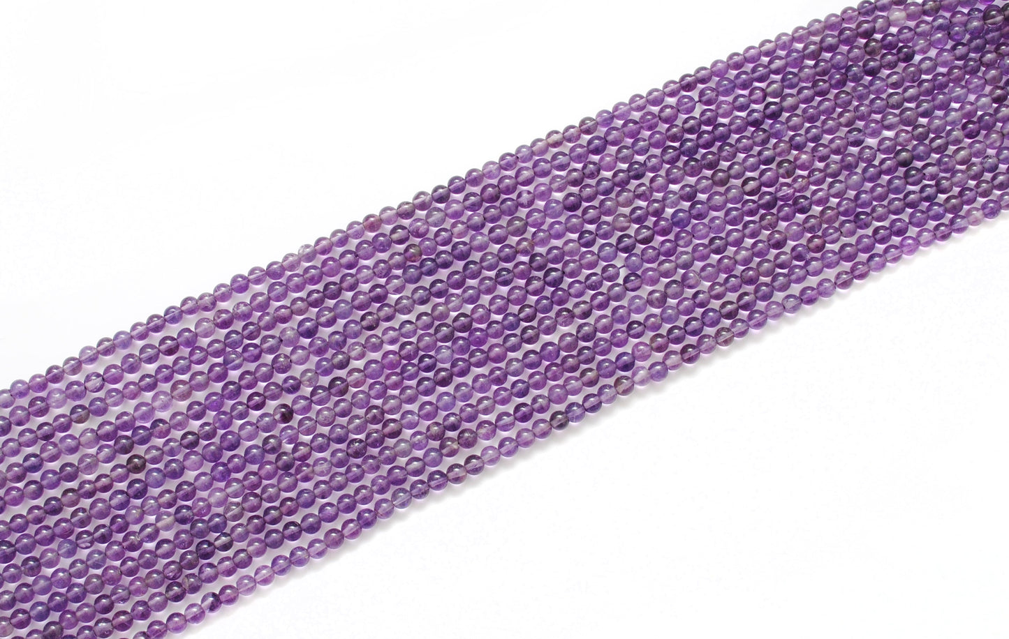 Natural Amethyst Round Beads, 4-4.5mm – 15" Strand, Smooth Gemstone Beads for Necklace & Bracelet Making