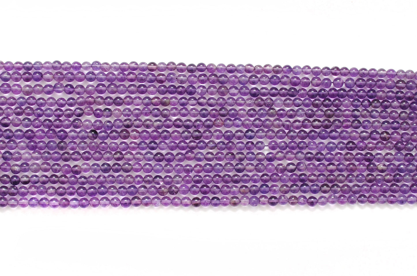 Natural Amethyst Round Beads, 4-4.5mm – 15" Strand, Smooth Gemstone Beads for Necklace & Bracelet Making