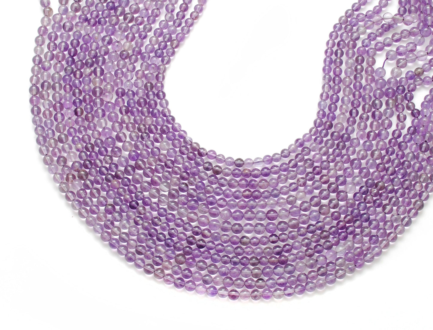 Natural Amethyst Round Beads, 4-4.5mm – 15" Strand, Smooth Gemstone Beads for Necklace & Bracelet Making