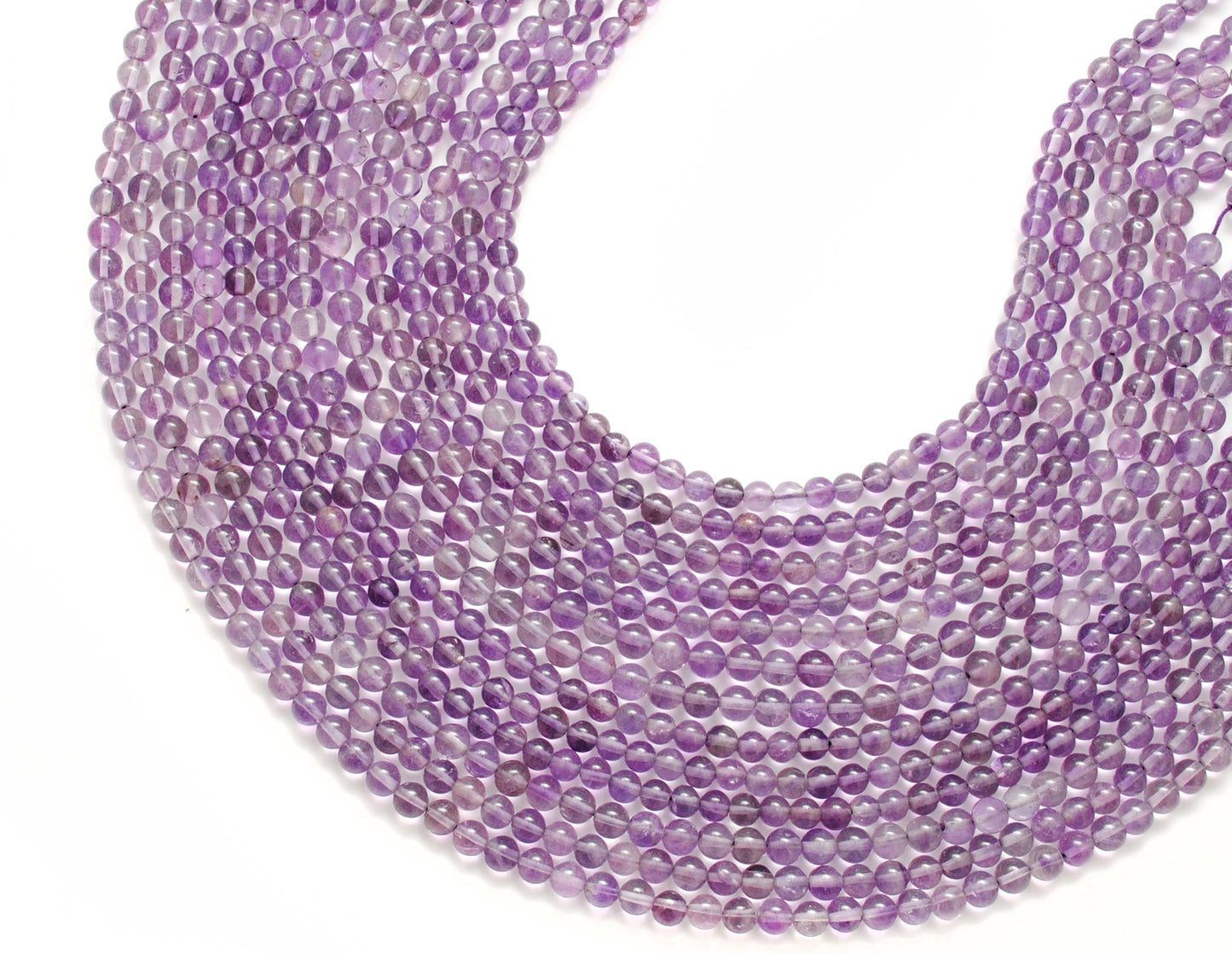 Natural Amethyst Round Beads, 4-4.5mm – 15" Strand, Smooth Gemstone Beads for Necklace & Bracelet Making