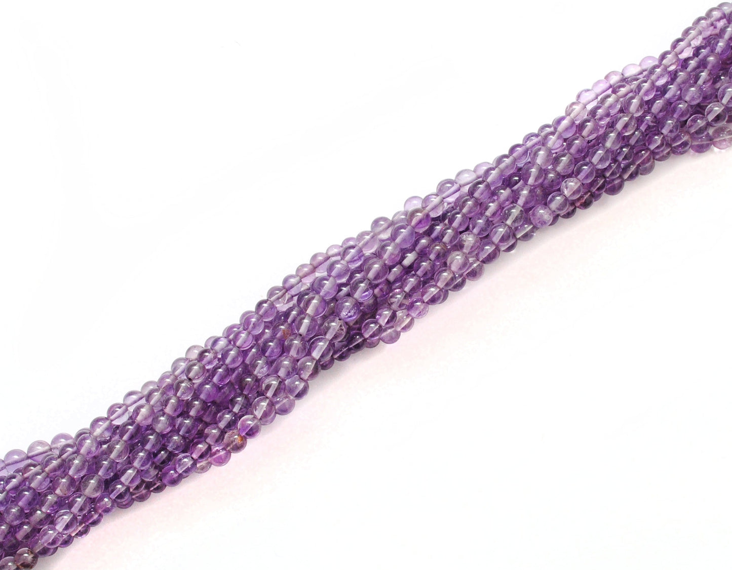 Natural Amethyst Round Beads, 4-4.5mm – 15" Strand, Smooth Gemstone Beads for Necklace & Bracelet Making