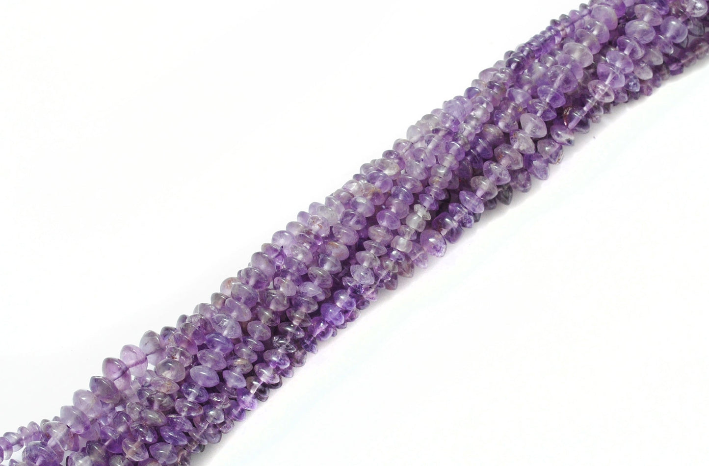 Natural Amethyst Button Beads – 5-6mm, 15" Strand, Smooth Gemstones for DIY Jewelry Making
