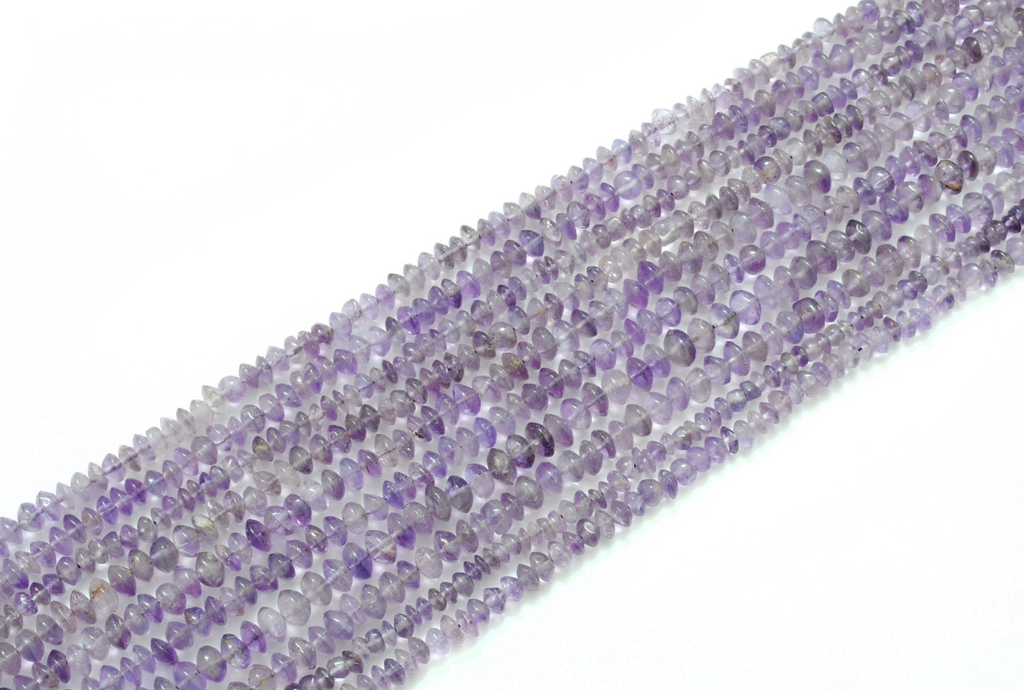 Natural Amethyst Button Beads – 5-6mm, 15" Strand, Smooth Gemstones for DIY Jewelry Making