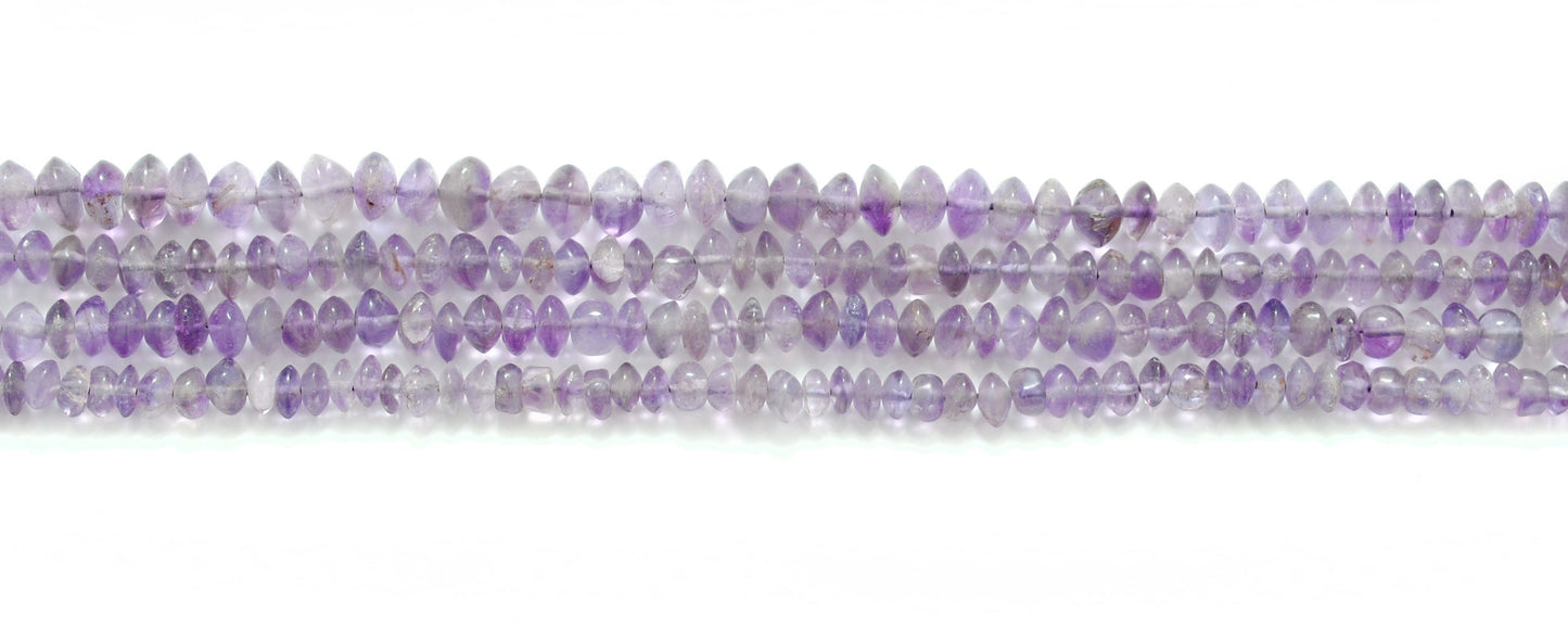 Natural Amethyst Button Beads – 5-6mm, 15" Strand, Smooth Gemstones for DIY Jewelry Making