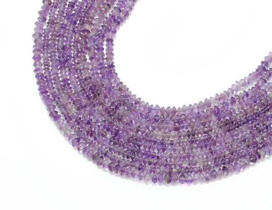 Natural Amethyst Button Beads – 5-6mm, 15" Strand, Smooth Gemstones for DIY Jewelry Making