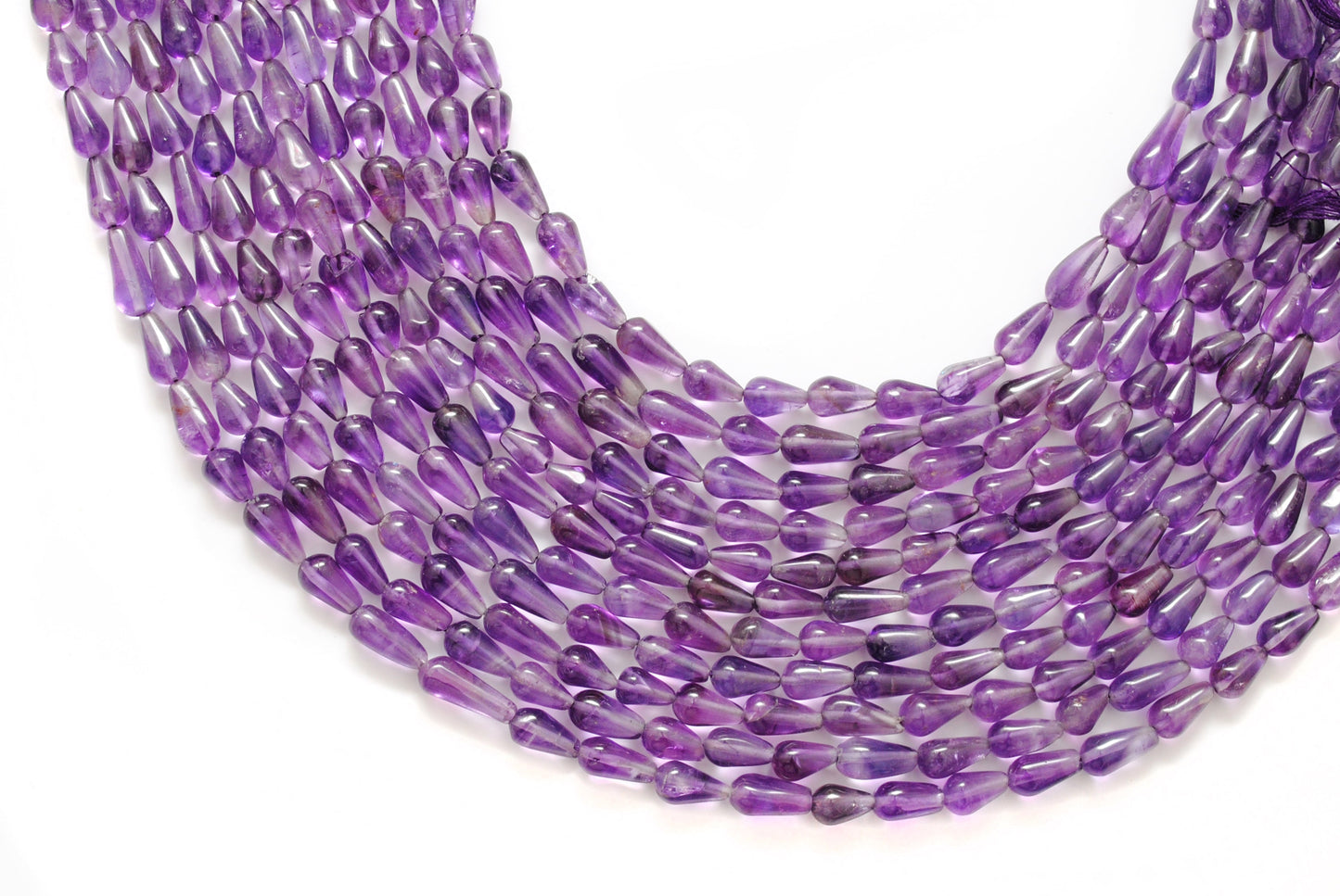 Natural Amethyst Drop Beads – 5x8 to 6x11mm – Straight Drilled Loose Gemstone 14" Strand