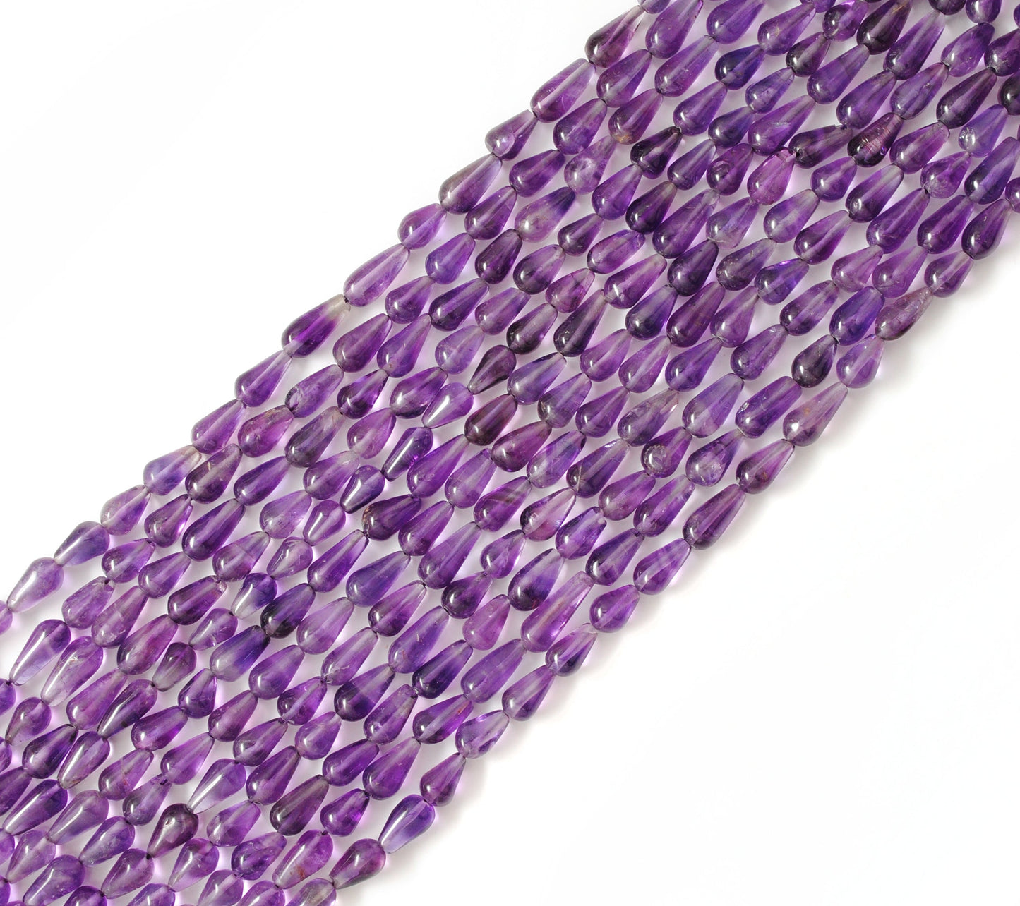 Natural Amethyst Drop Beads – 5x8 to 6x11mm – Straight Drilled Loose Gemstone 14" Strand