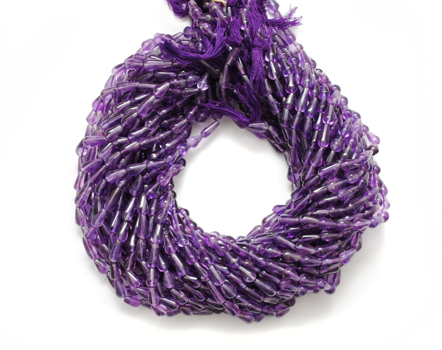 Natural Amethyst Drop Beads – 5x8 to 6x11mm – Straight Drilled Loose Gemstone 14" Strand