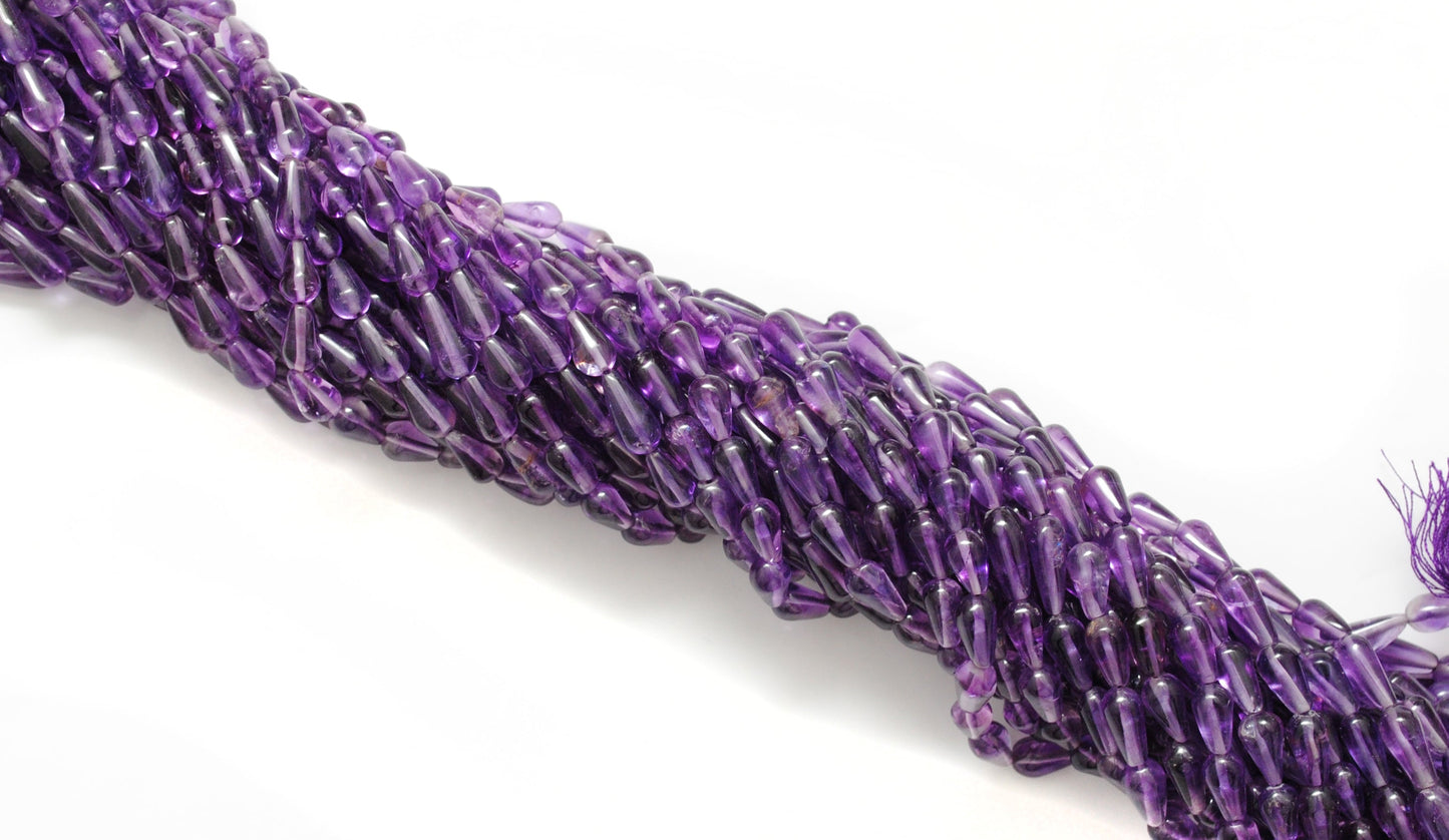Natural Amethyst Drop Beads – 5x8 to 6x11mm – Straight Drilled Loose Gemstone 14" Strand
