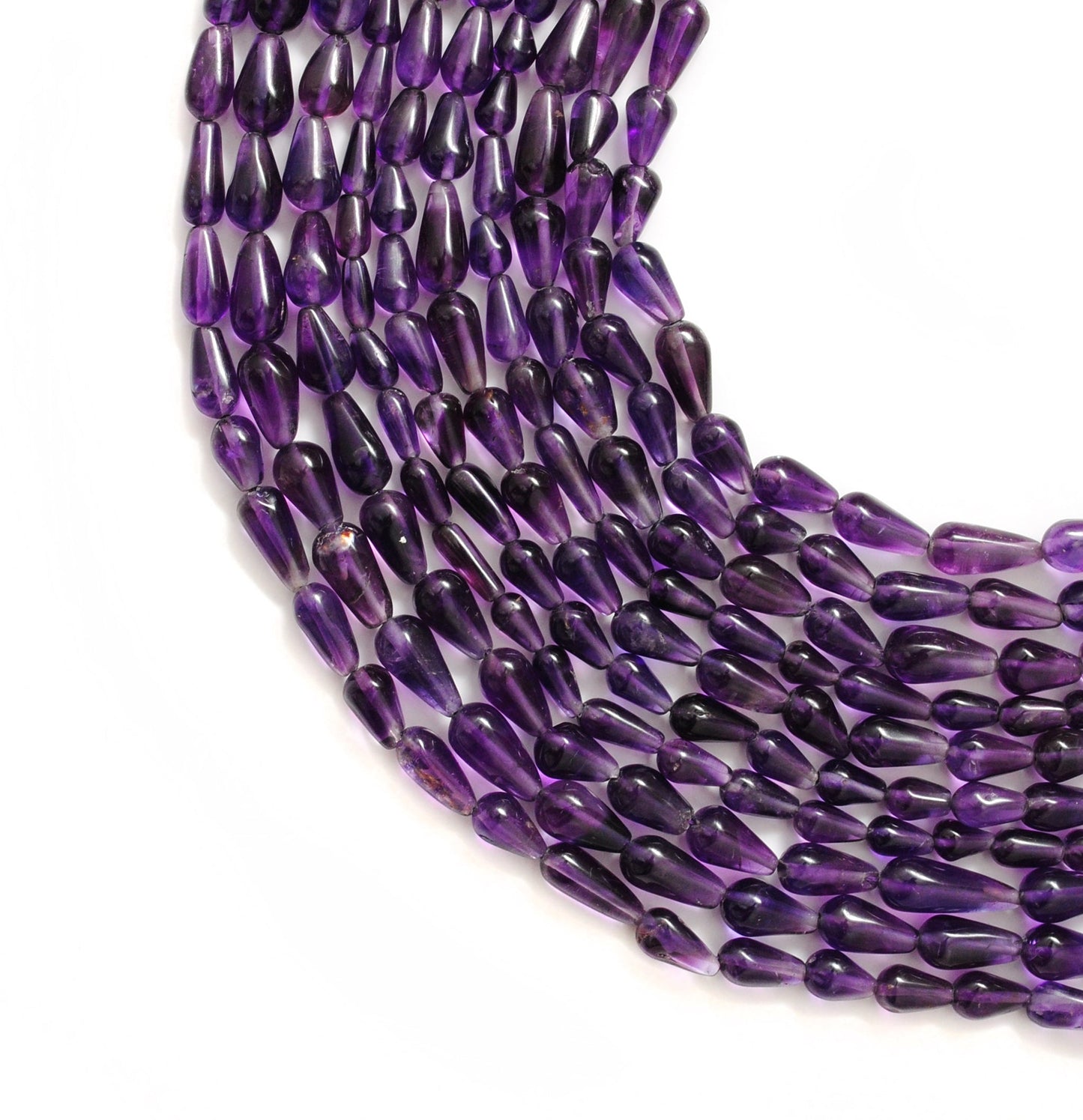 Natural Amethyst Drop Beads – 5x8 to 6x11mm – Straight Drilled Loose Gemstone 14" Strand