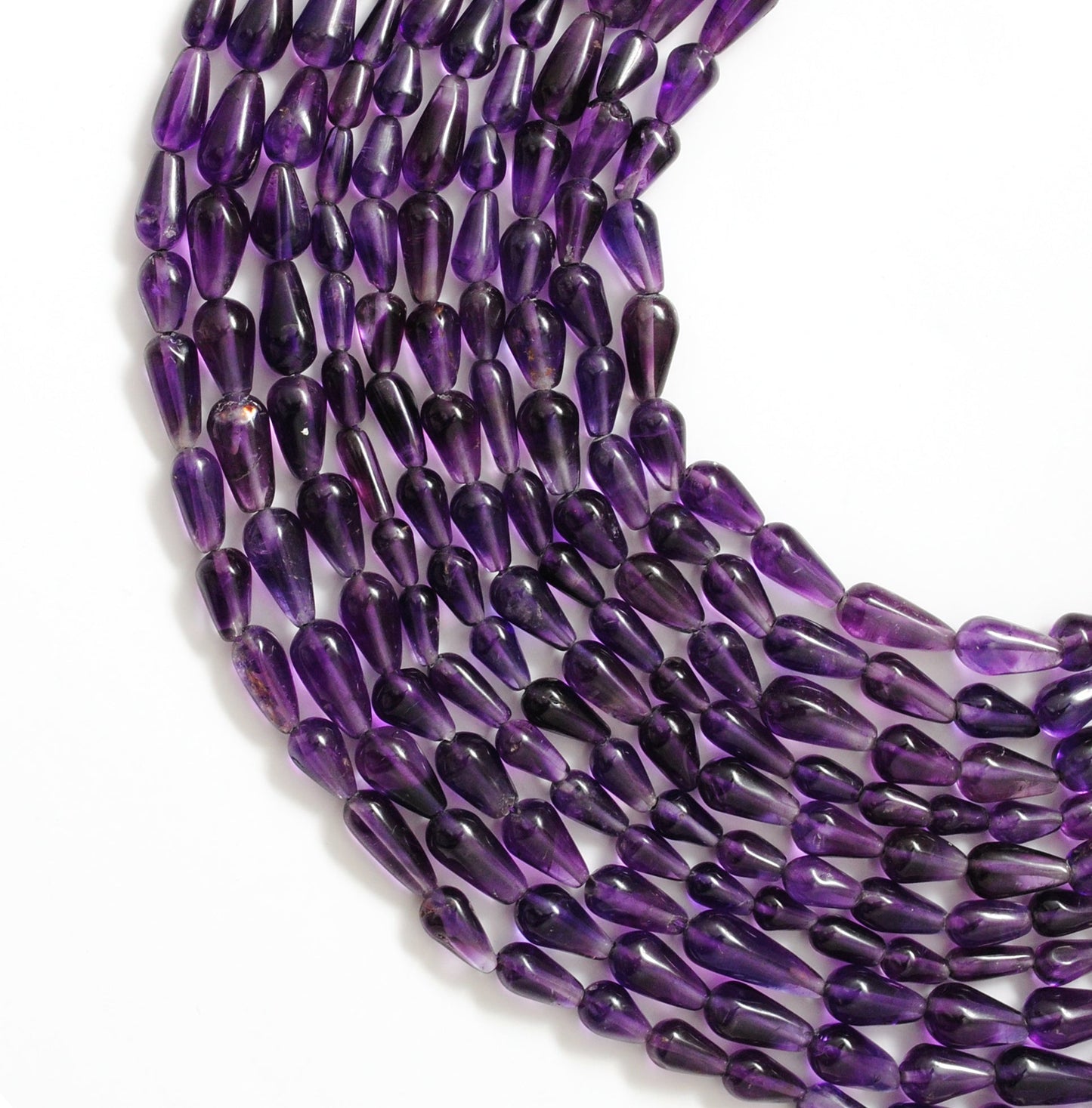 Natural Amethyst Drop Beads – 5x8 to 6x11mm – Straight Drilled Loose Gemstone 14" Strand