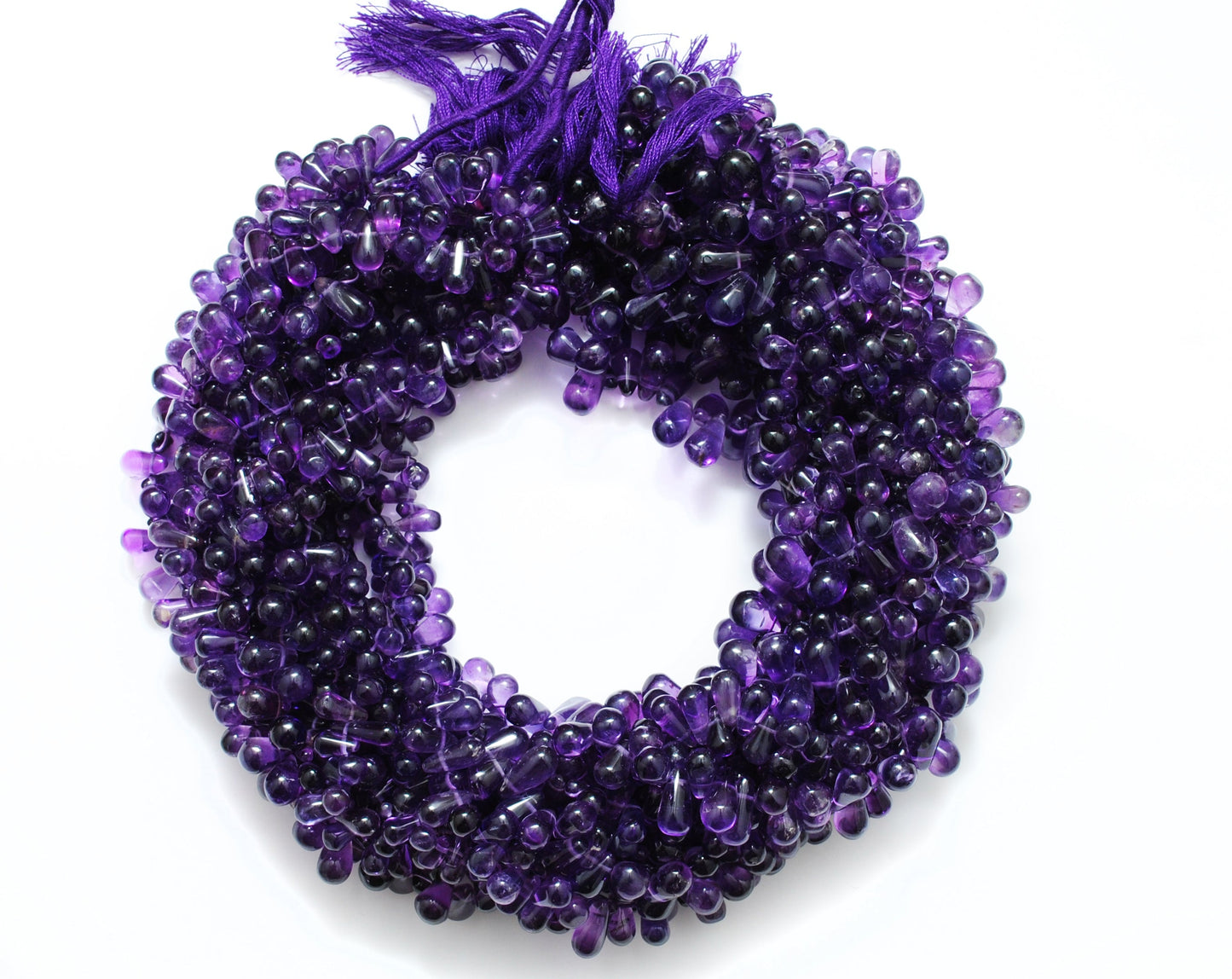 Natural Amethyst Drop Beads, 3x6-7x11mm Mixed Size, 16-Inch Strand for Necklace & Bracelet Making