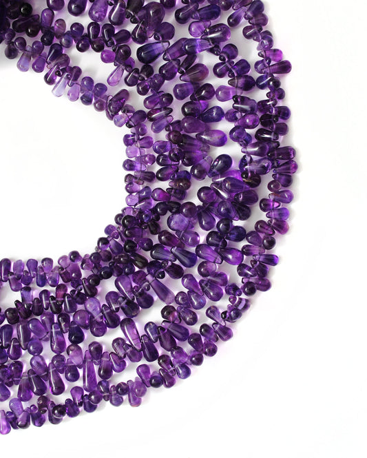 Natural Amethyst Drop Beads, 3x6-7x11mm Mixed Size, 16-Inch Strand for Necklace & Bracelet Making - view 3