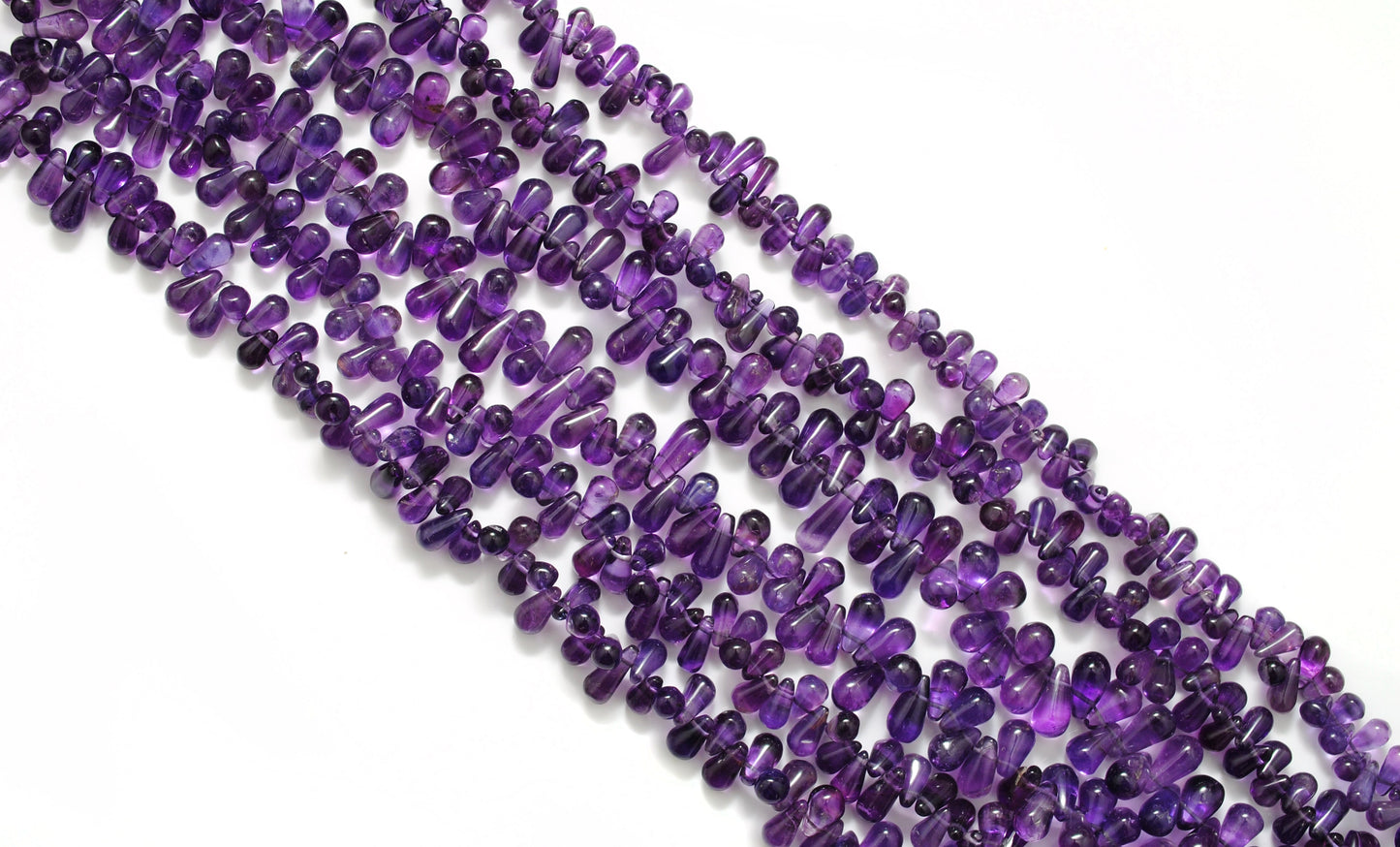 Natural Amethyst Drop Beads, 3x6-7x11mm Mixed Size, 16-Inch Strand for Necklace & Bracelet Making
